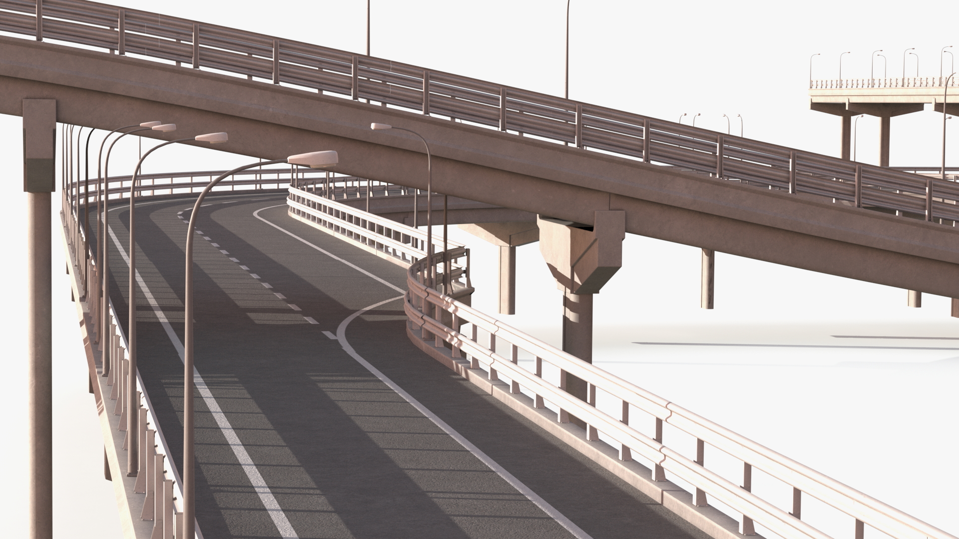 Connectable Highway Road Elements Multi Level Interchange 3D