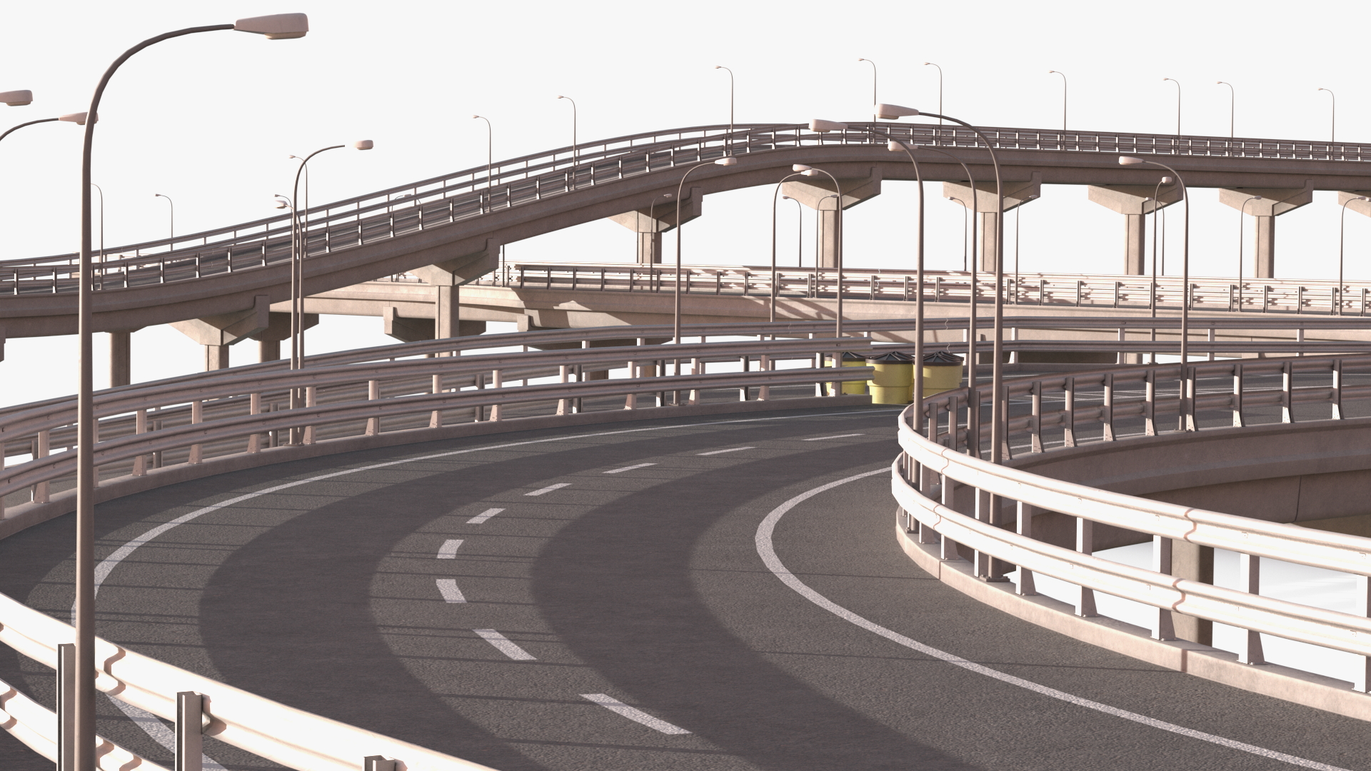 Connectable Highway Road Elements Multi Level Interchange 3D