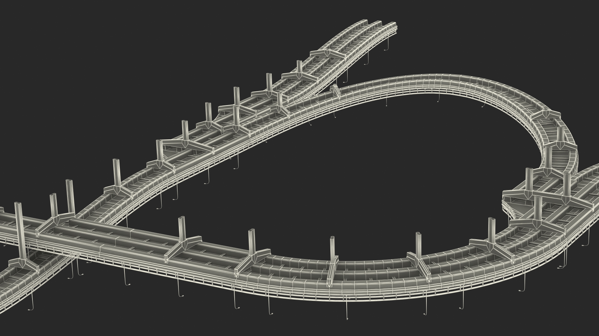 Connectable Highway Road Elements Multi Level Interchange 3D