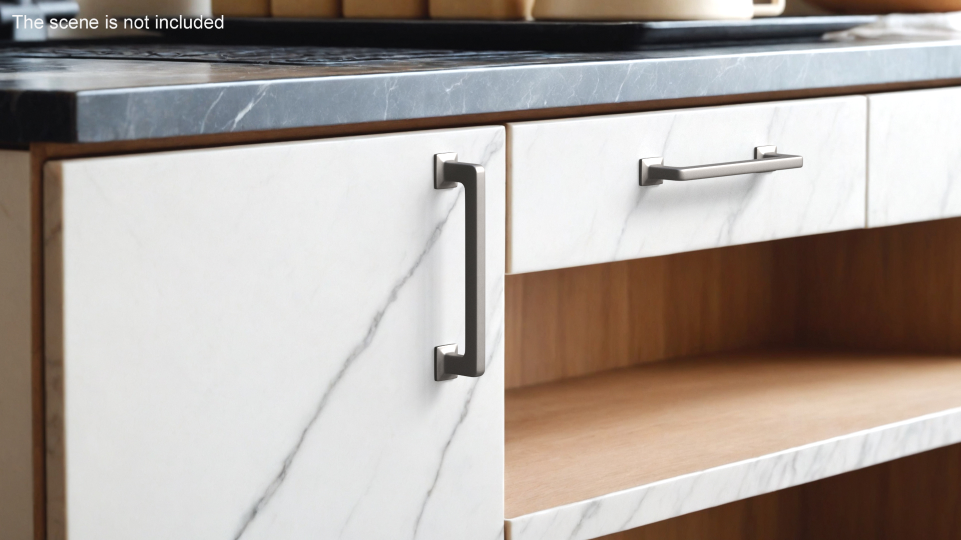 3D Kitchen Cabinet Handle Footed Silver