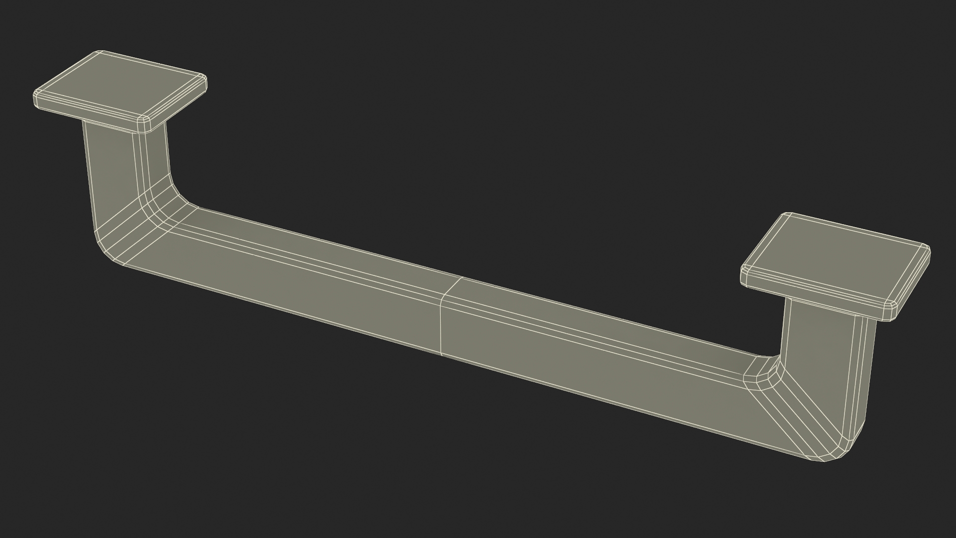 3D Kitchen Cabinet Handle Footed Silver