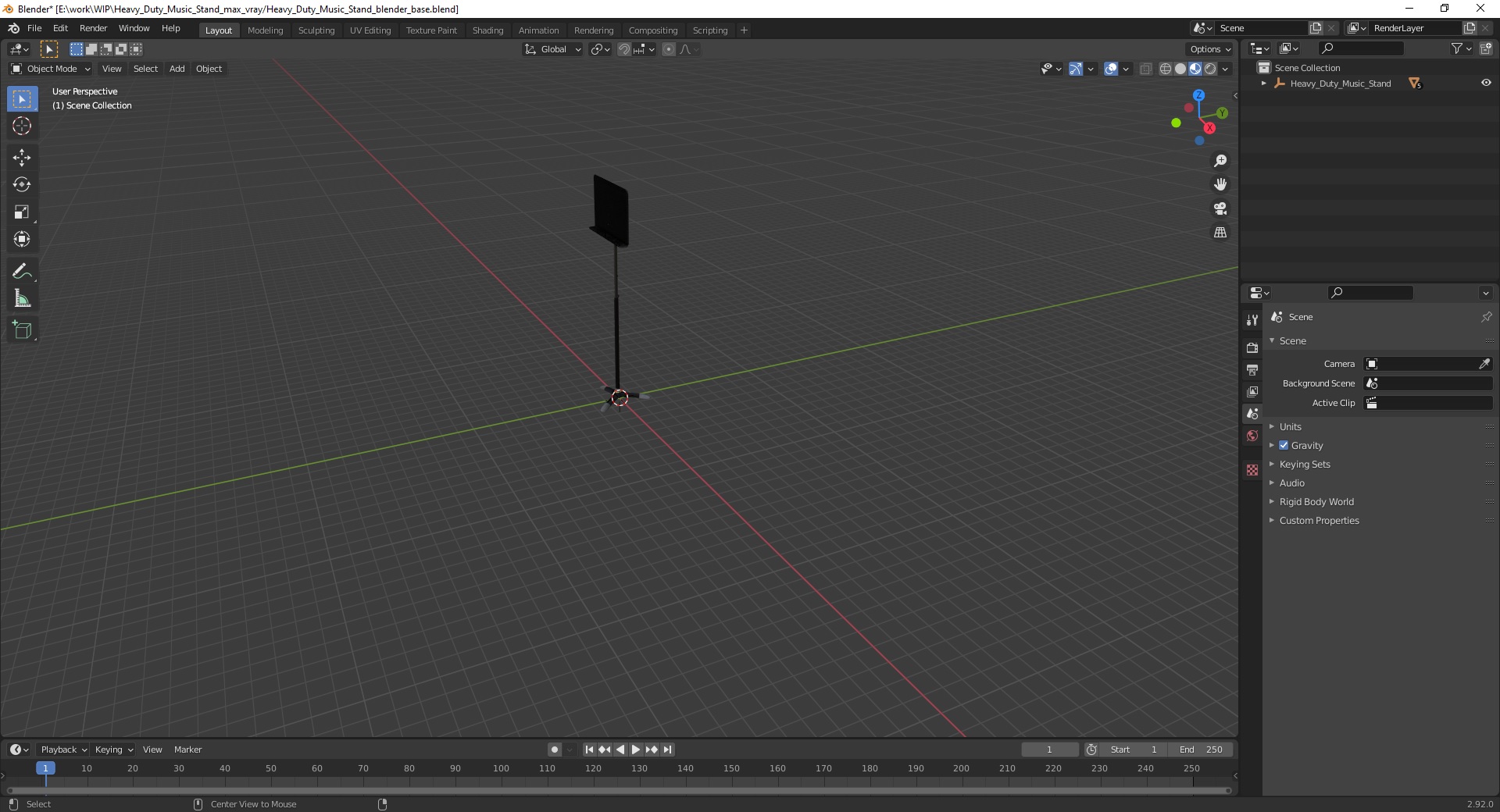 Heavy Duty Music Stand 3D