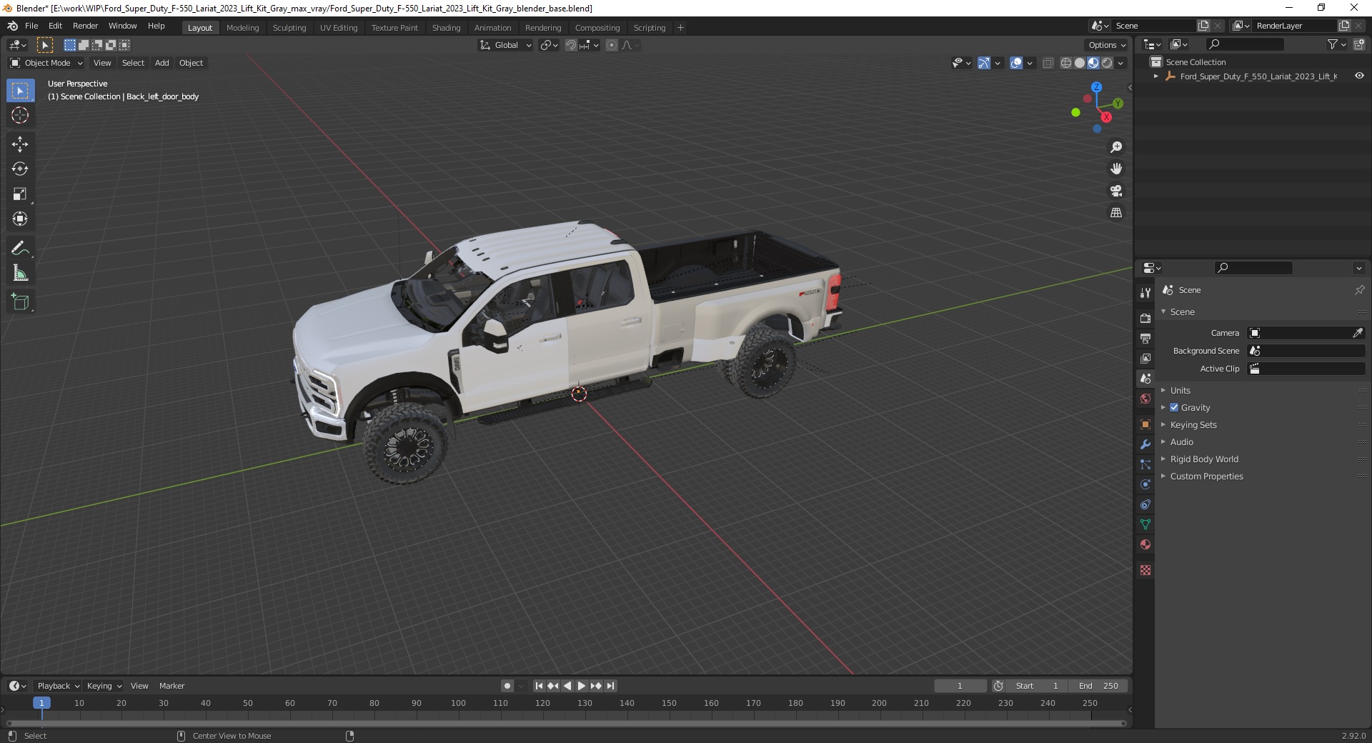 Ford Super Duty F-550 Lariat 2023 Lift Kit Gray 3D