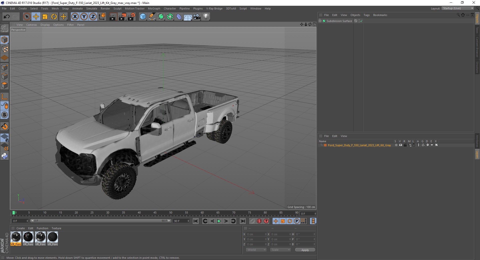Ford Super Duty F-550 Lariat 2023 Lift Kit Gray 3D