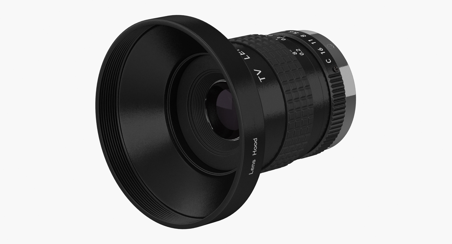 Camera Lens With Hood Generic 3D model