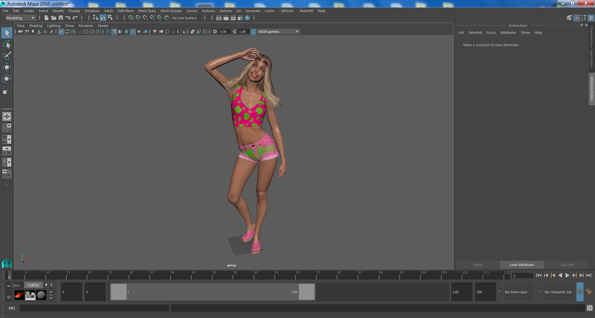 Happy European Woman Summertime Style 3D