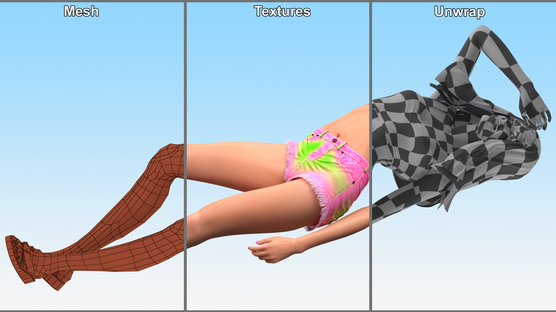 Happy European Woman Summertime Style 3D