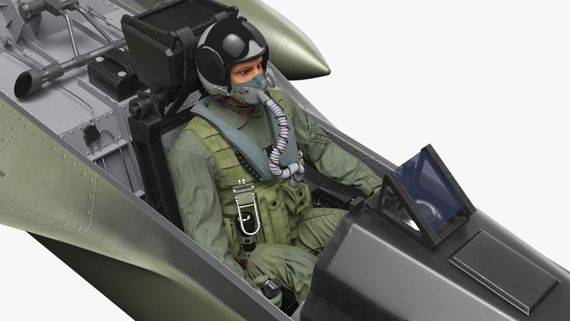 3D Combat Fighter Jet with Pilot on Board in Flight model