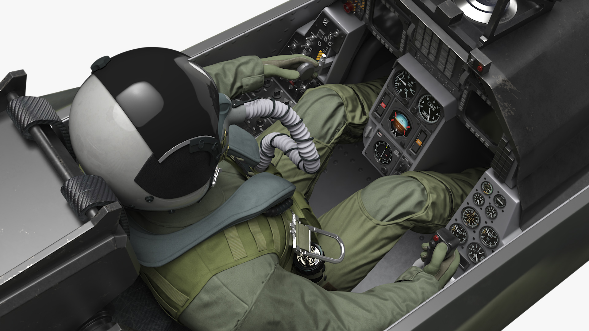 3D Combat Fighter Jet with Pilot on Board in Flight model