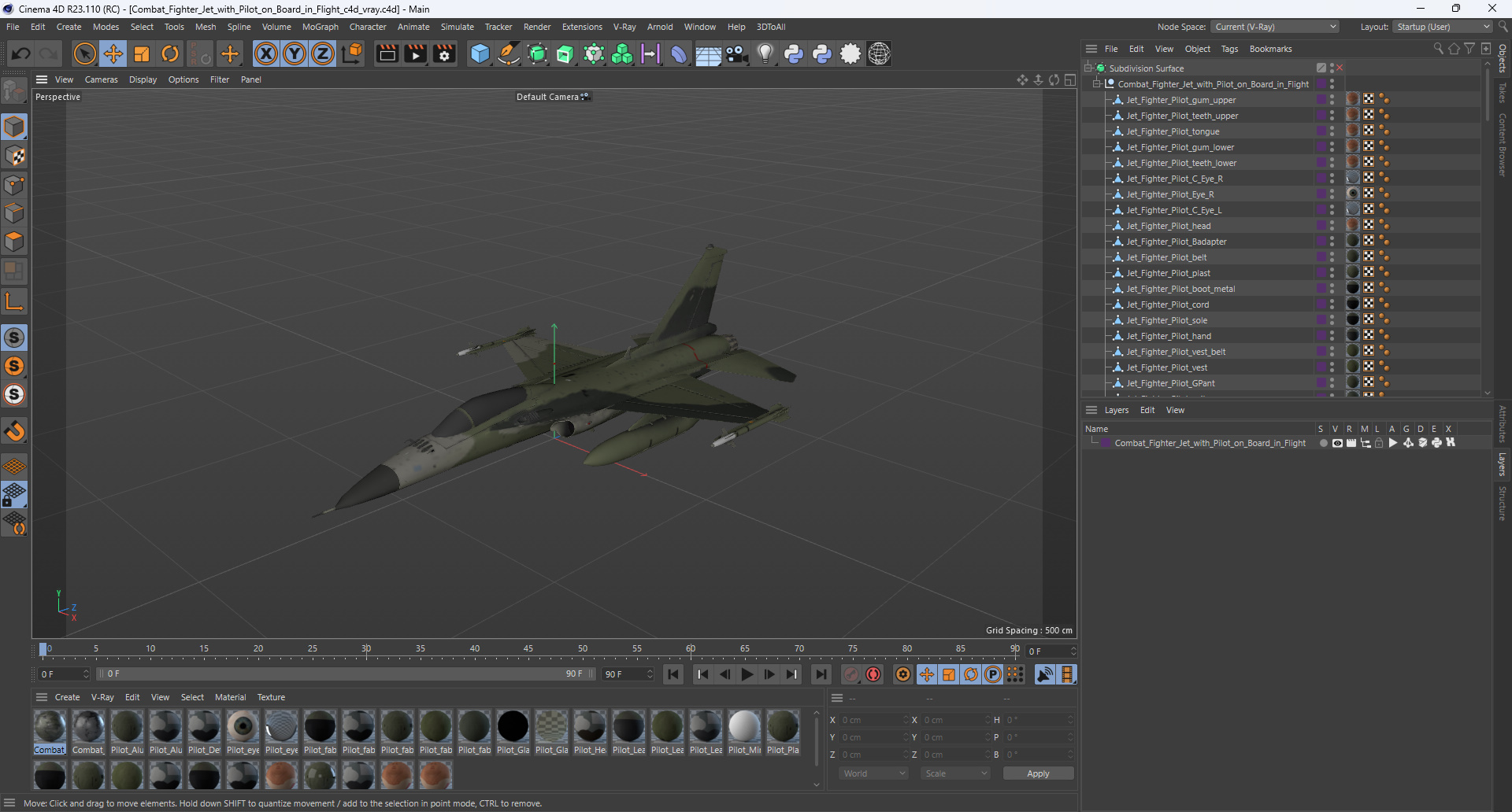 3D Combat Fighter Jet with Pilot on Board in Flight model