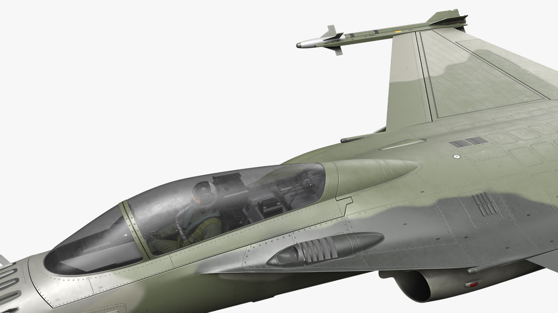 3D Combat Fighter Jet with Pilot on Board in Flight model