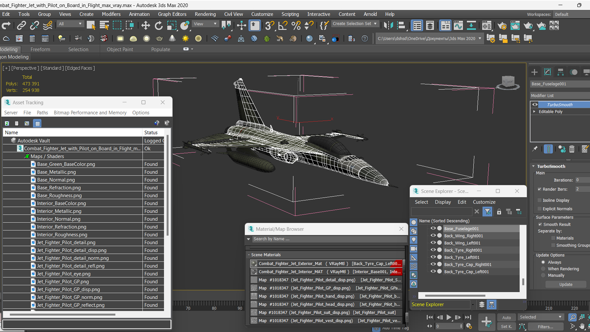 3D Combat Fighter Jet with Pilot on Board in Flight model