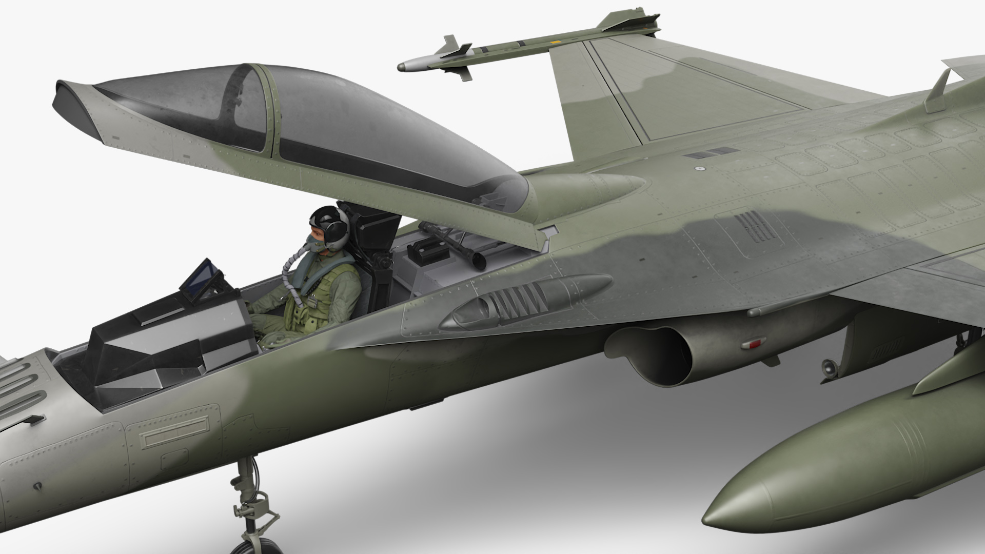 3D Combat Fighter Jet with Pilot on Board in Flight model