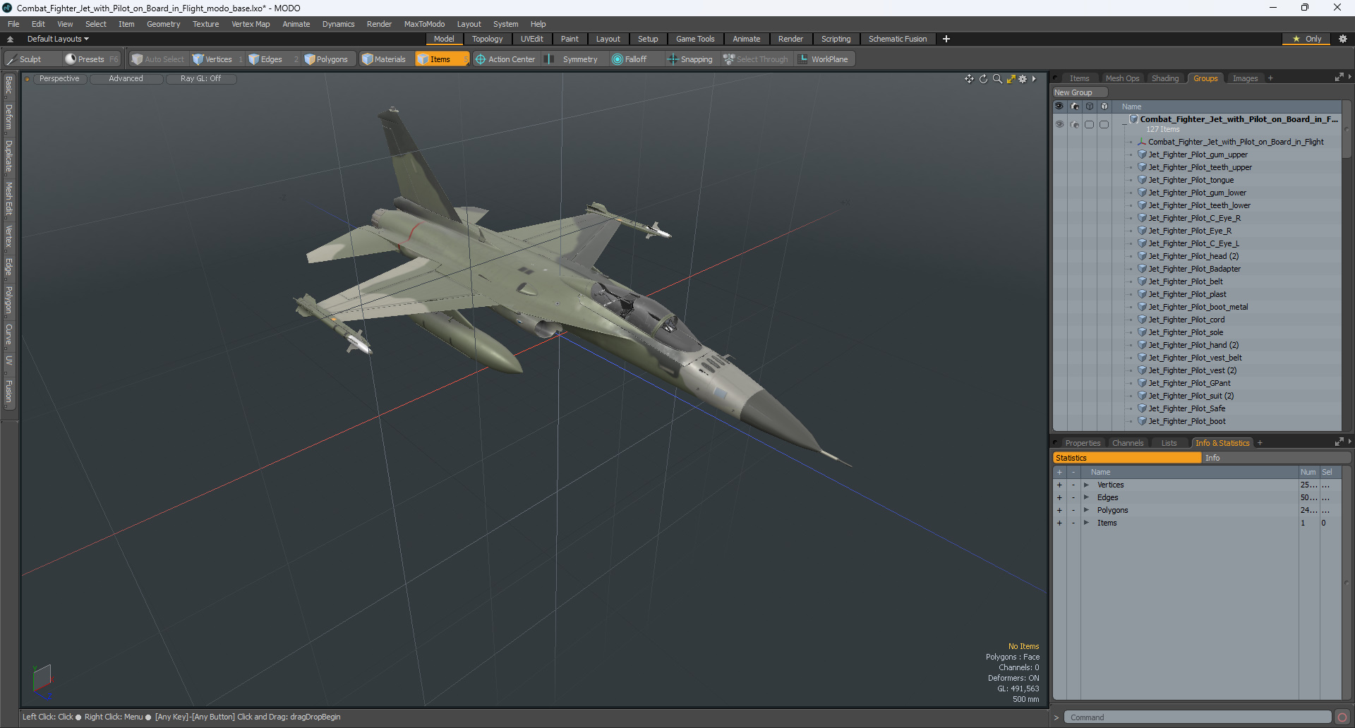 3D Combat Fighter Jet with Pilot on Board in Flight model
