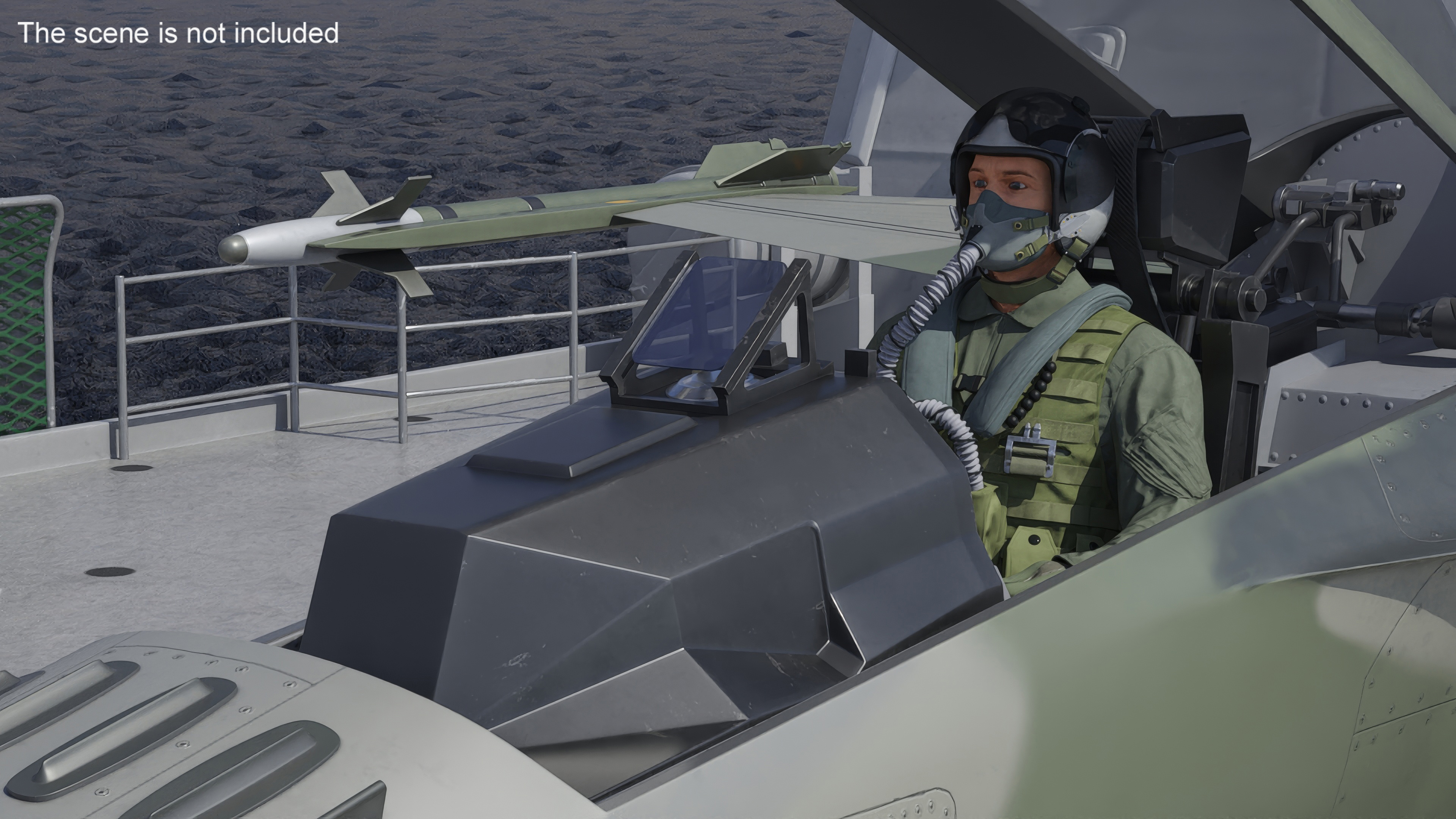 3D Combat Fighter Jet with Pilot on Board in Flight model