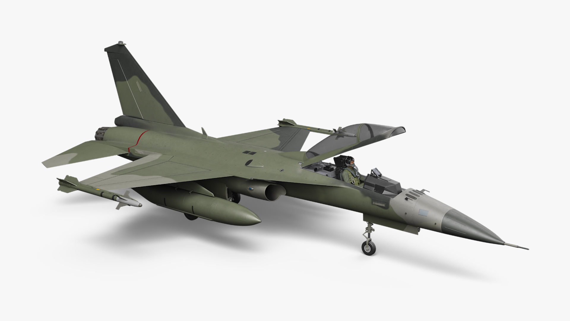 3D Combat Fighter Jet with Pilot on Board in Flight model