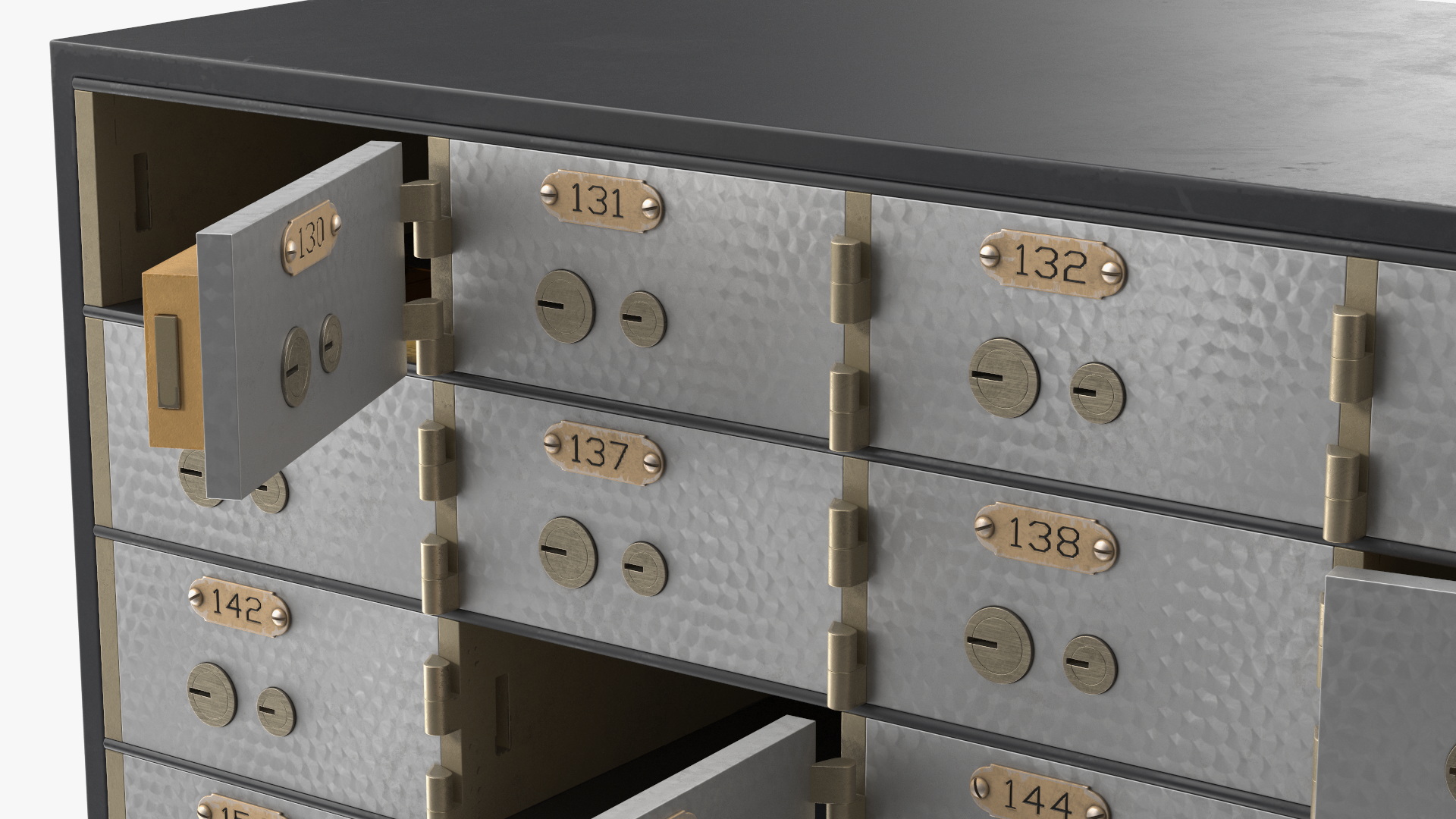 3D Safety Deposit Box With Gold Bars model