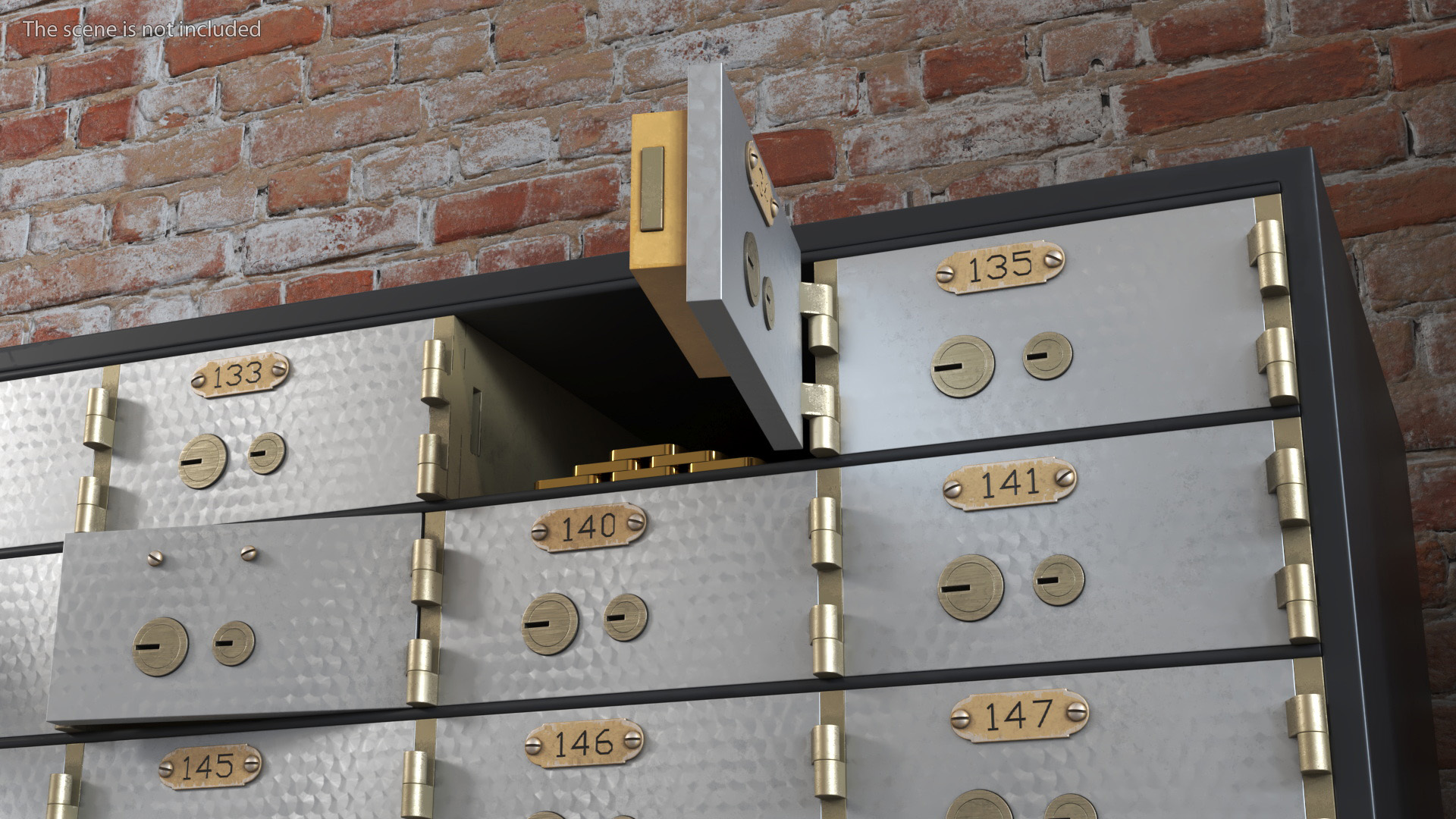 3D Safety Deposit Box With Gold Bars model