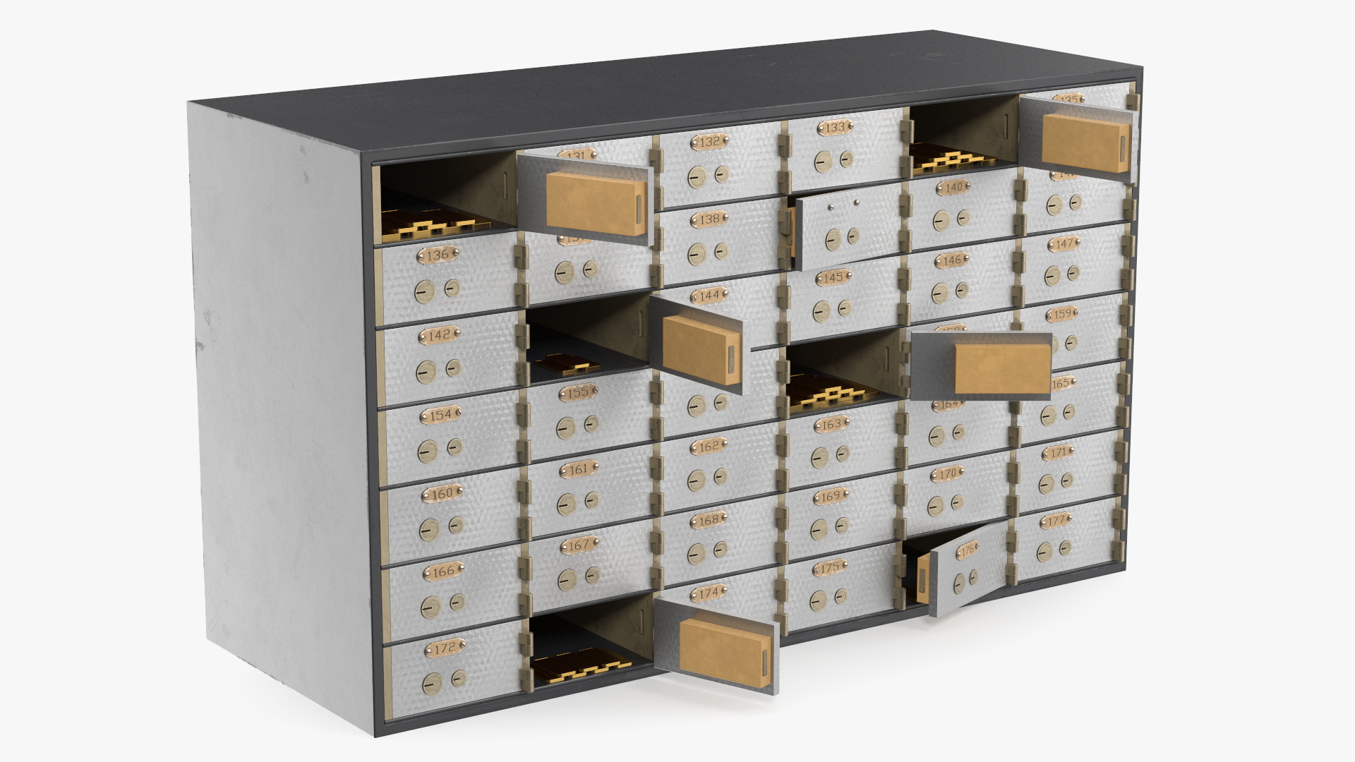 3D Safety Deposit Box With Gold Bars model