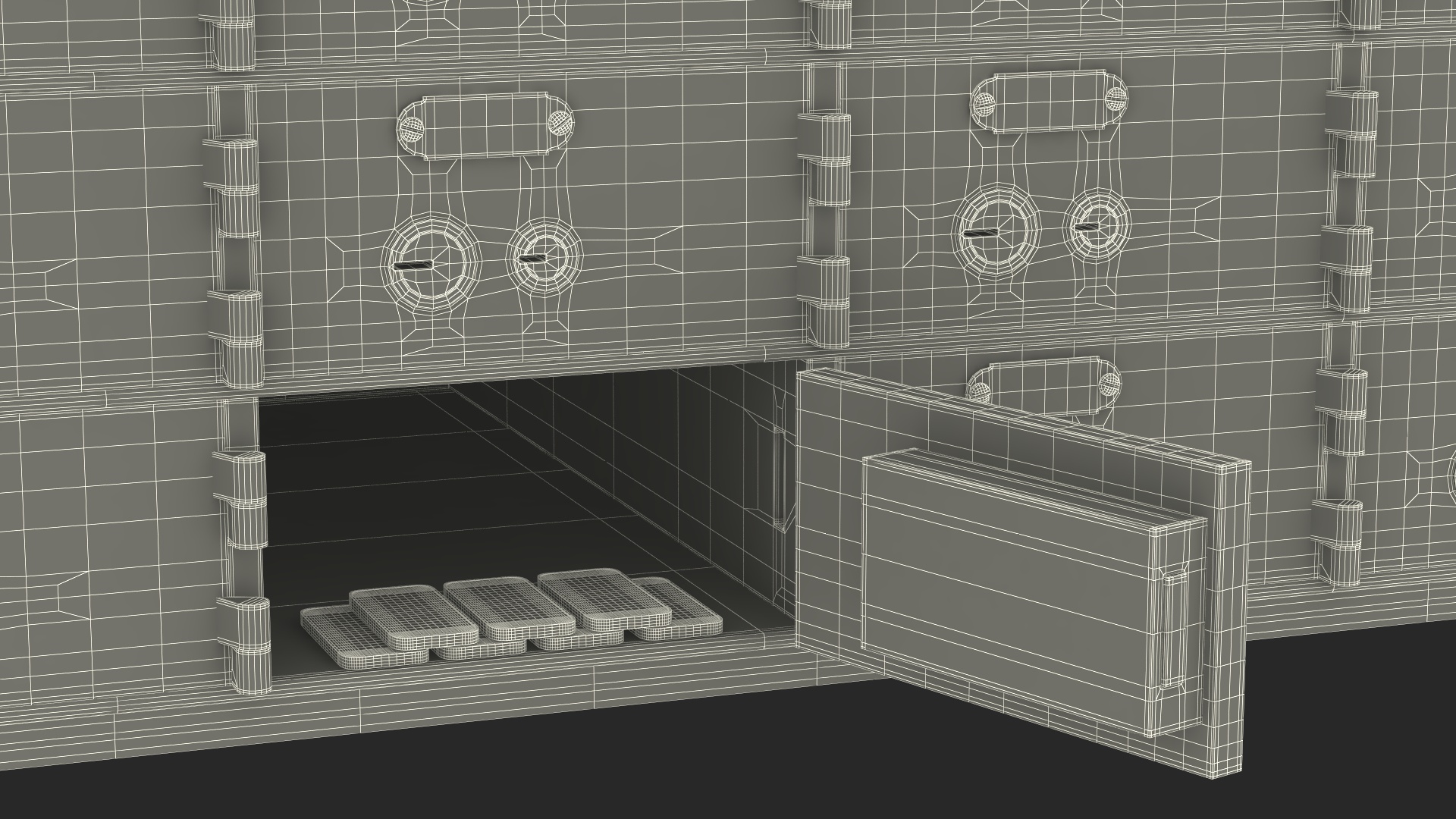 3D Safety Deposit Box With Gold Bars model