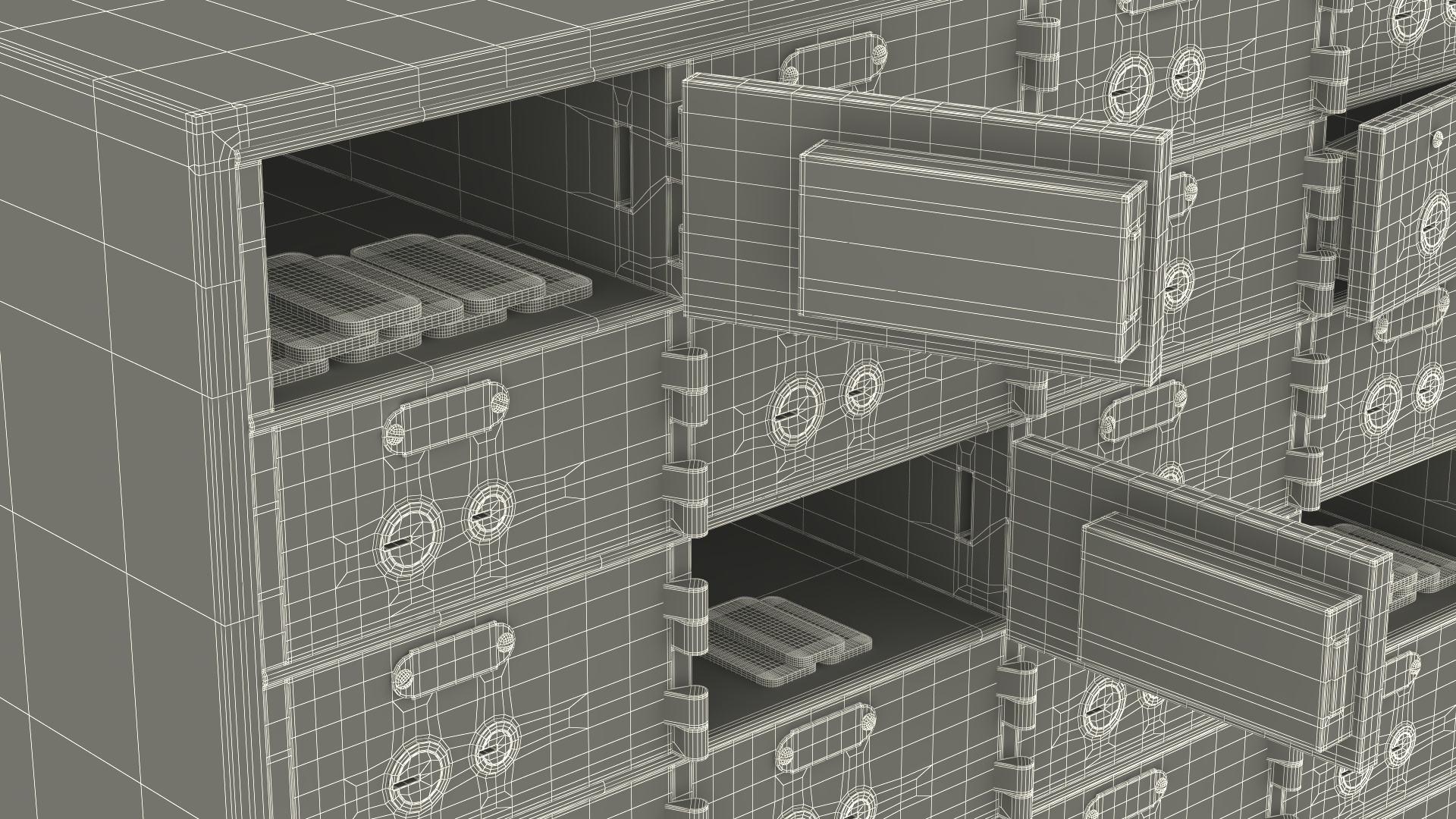 3D Safety Deposit Box With Gold Bars model