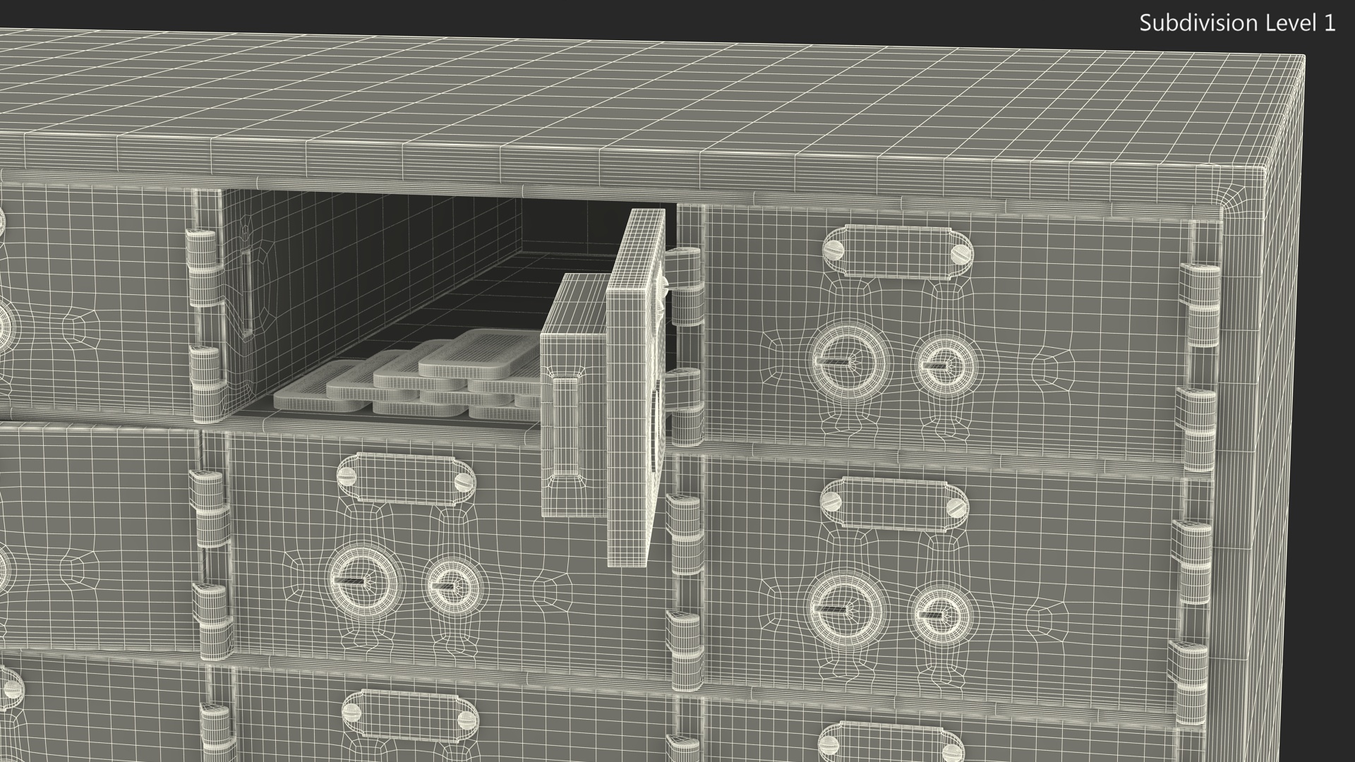3D Safety Deposit Box With Gold Bars model