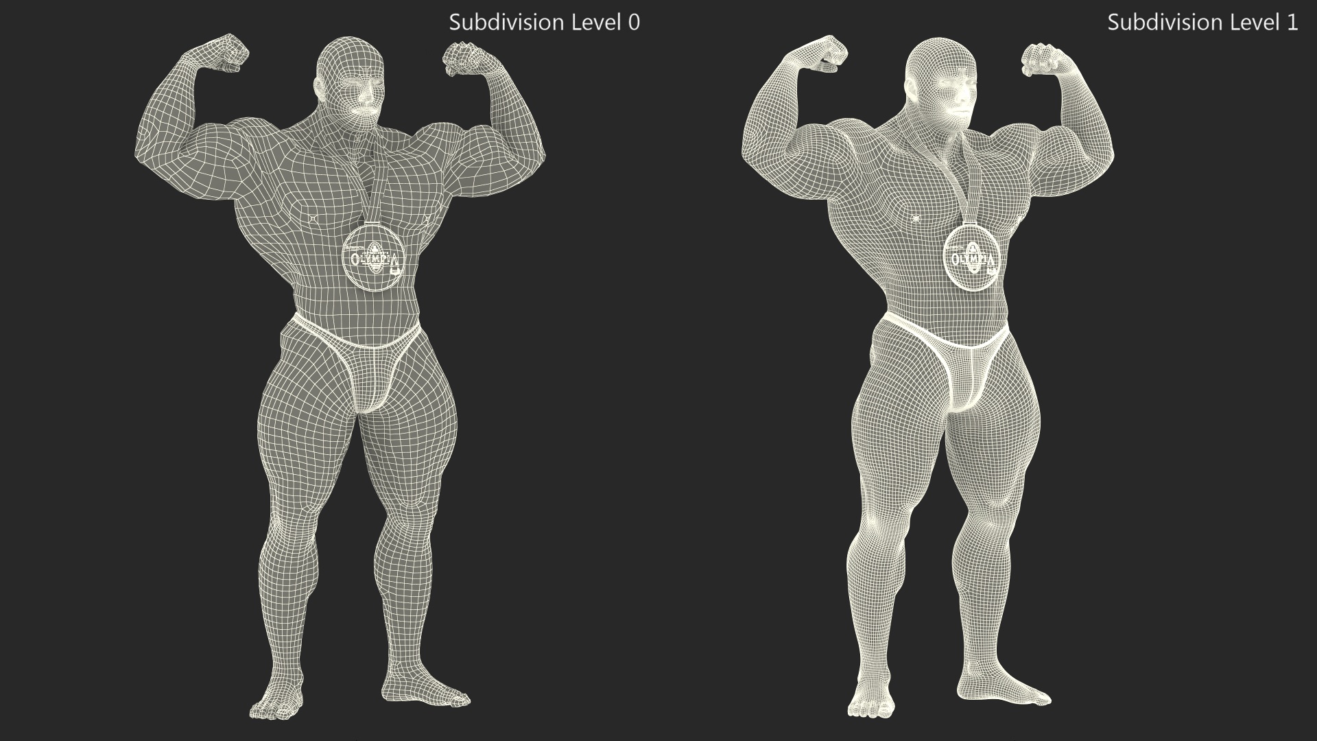 3D Bodybuilder Afro American Man Winner Pose