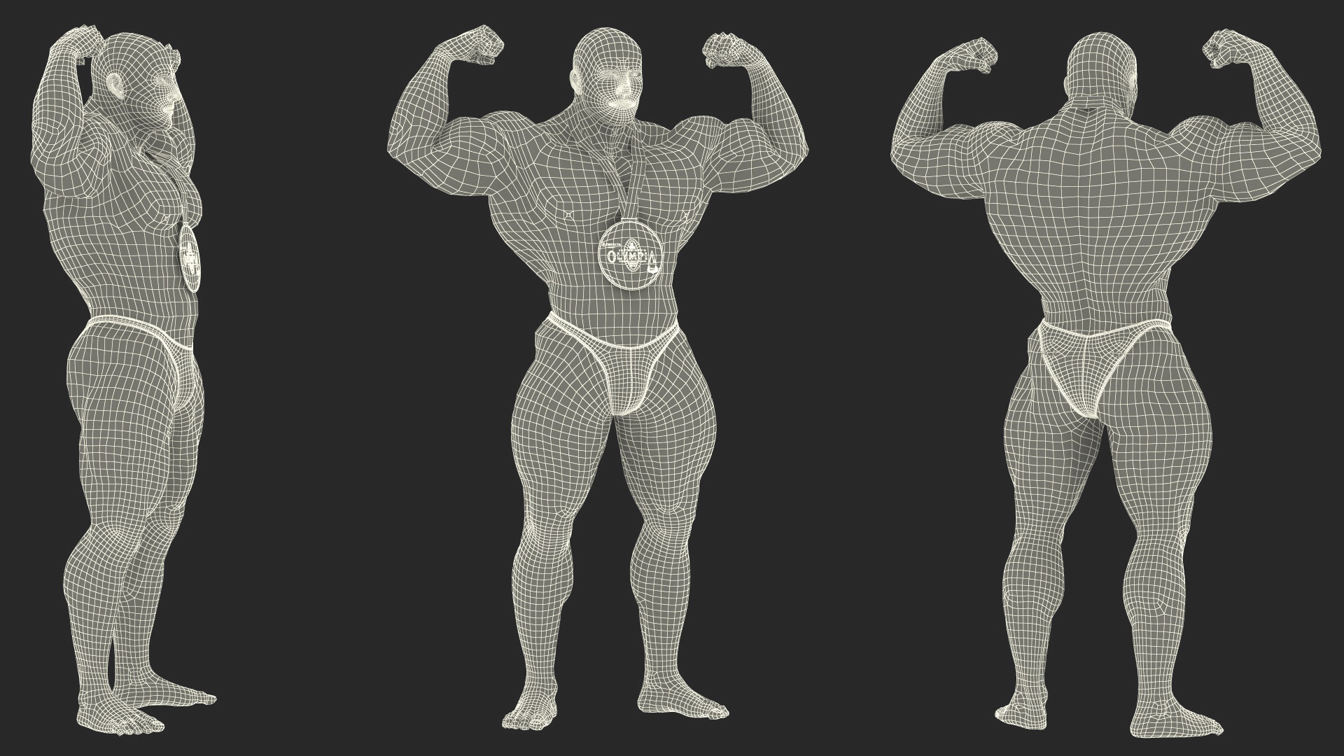 3D Bodybuilder Afro American Man Winner Pose