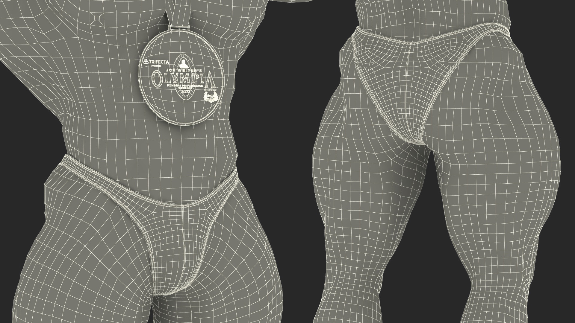 3D Bodybuilder Afro American Man Winner Pose
