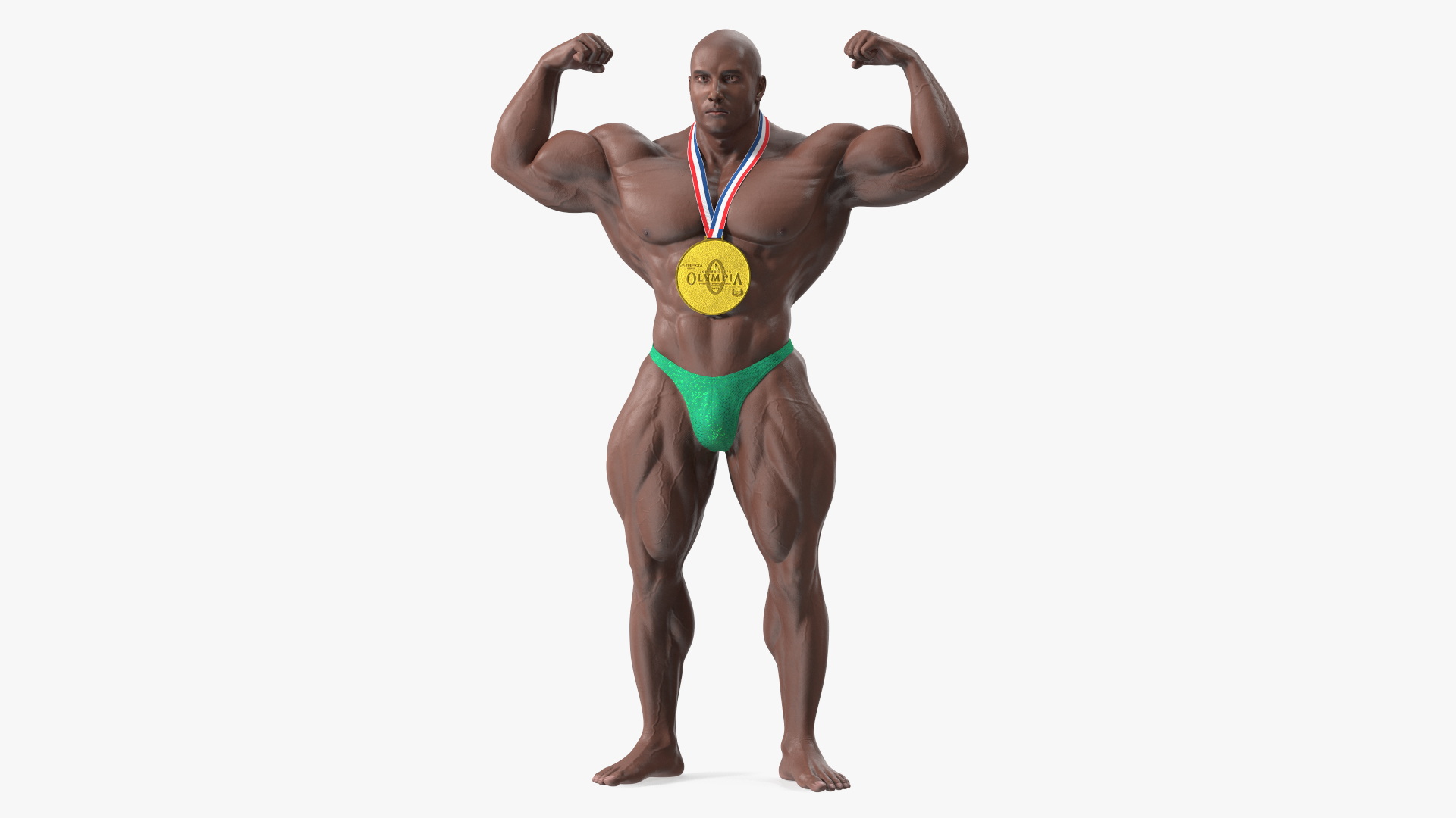 3D Bodybuilder Afro American Man Winner Pose