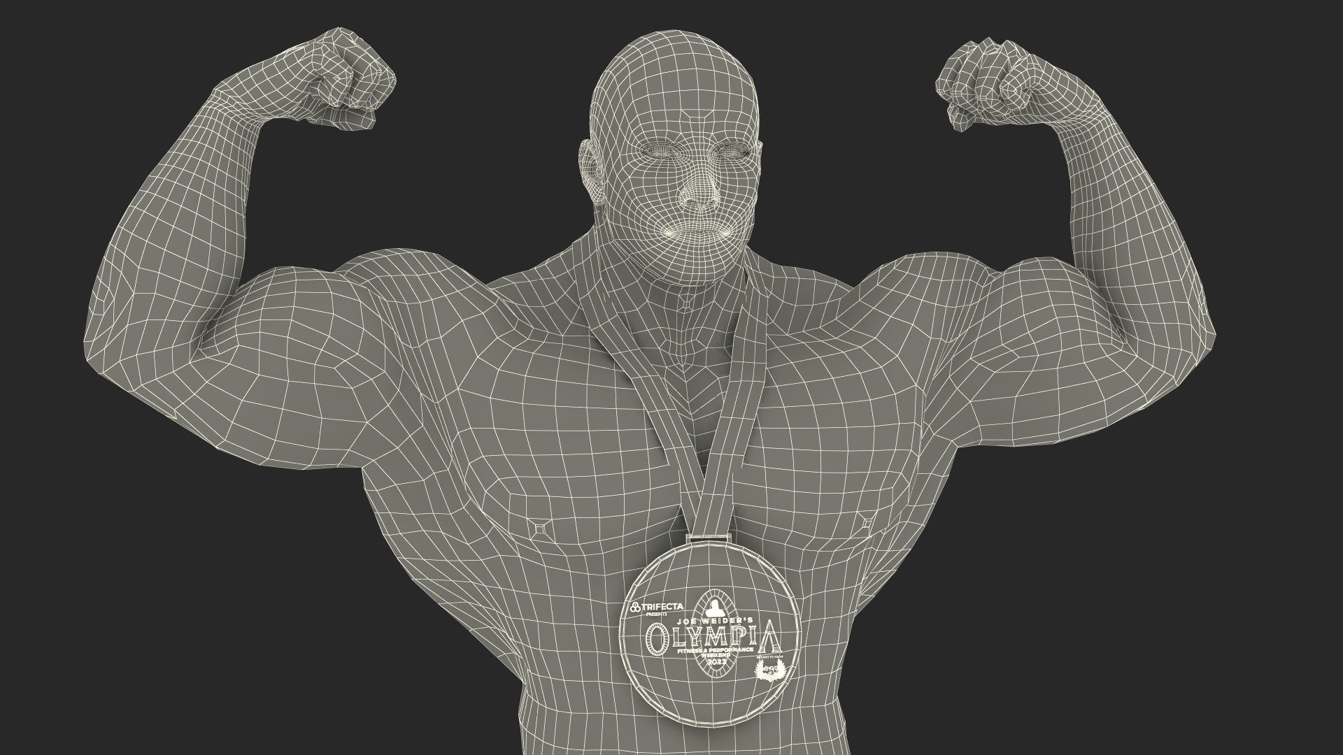 3D Bodybuilder Afro American Man Winner Pose
