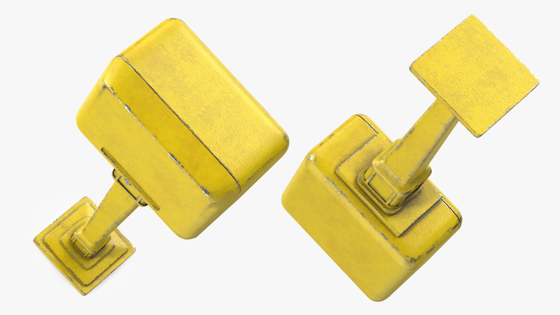 3D Yellow Metal Mailbox Post Dusty