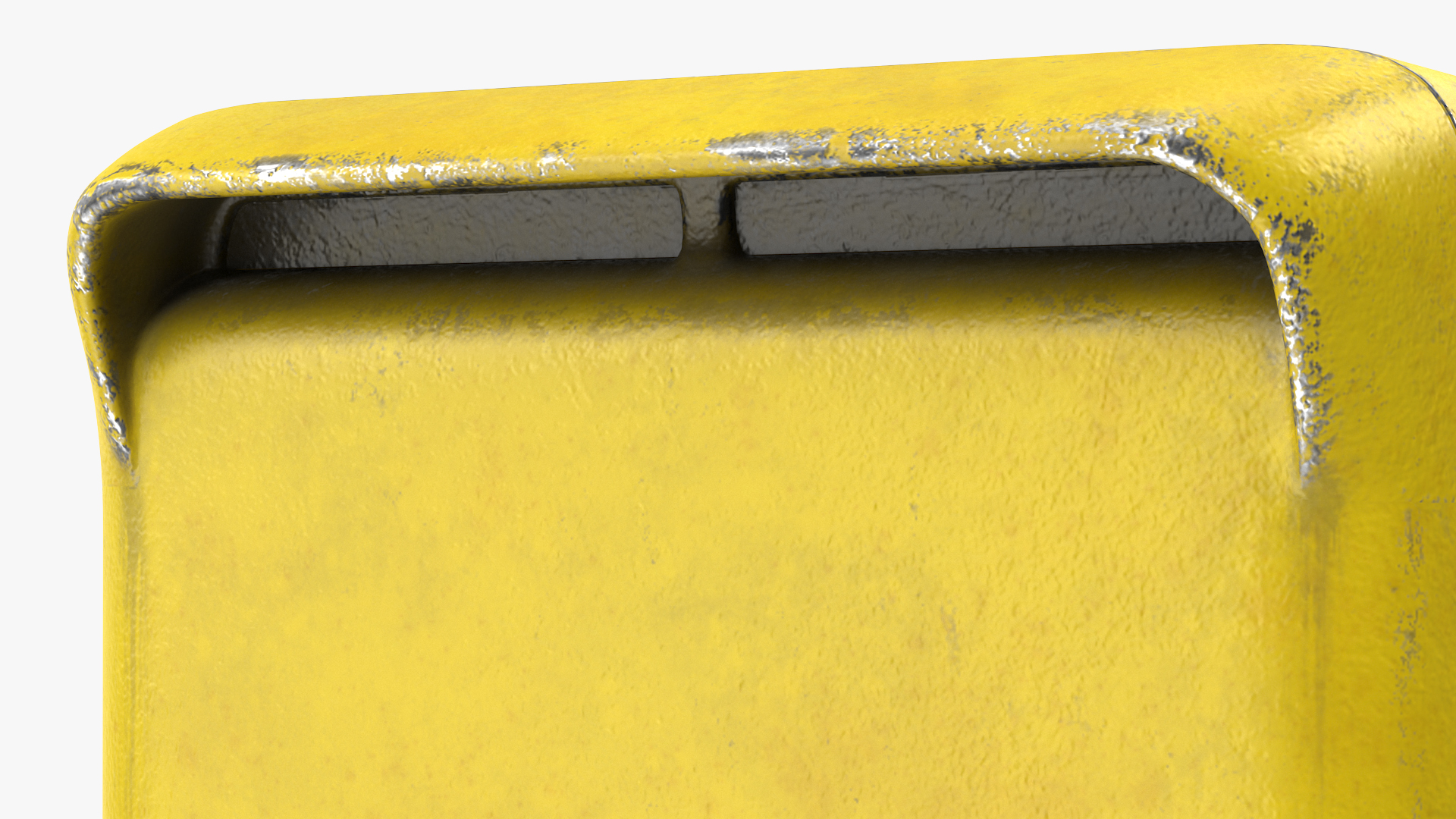 3D Yellow Metal Mailbox Post Dusty