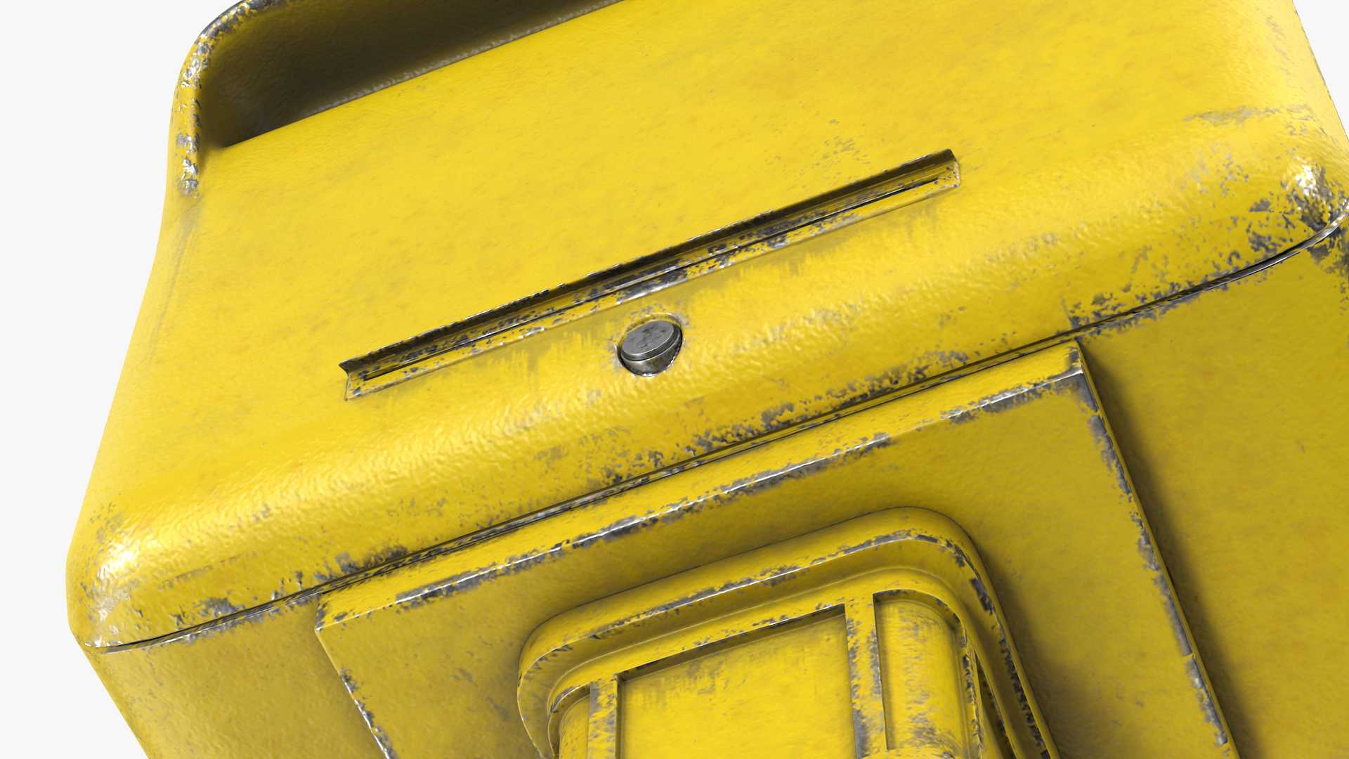 3D Yellow Metal Mailbox Post Dusty