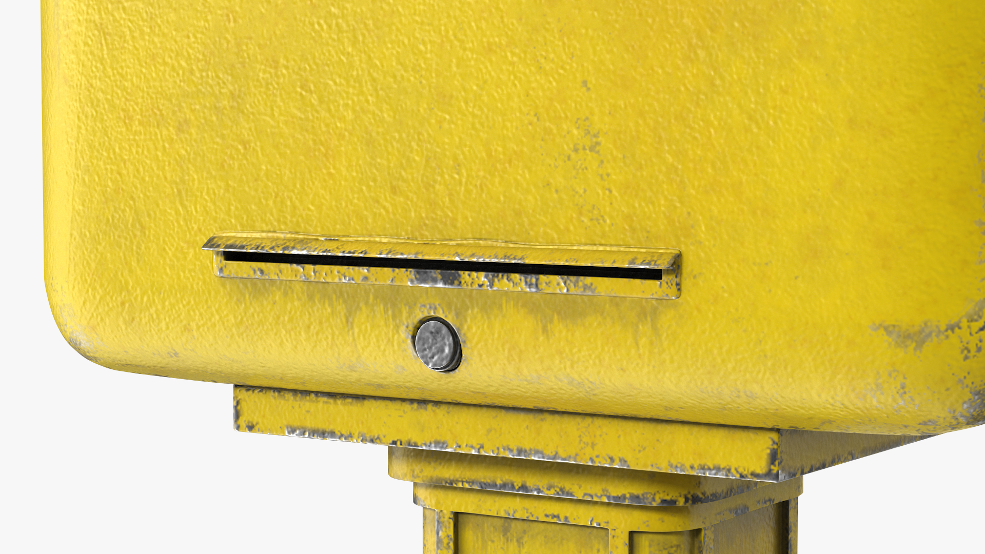 3D Yellow Metal Mailbox Post Dusty