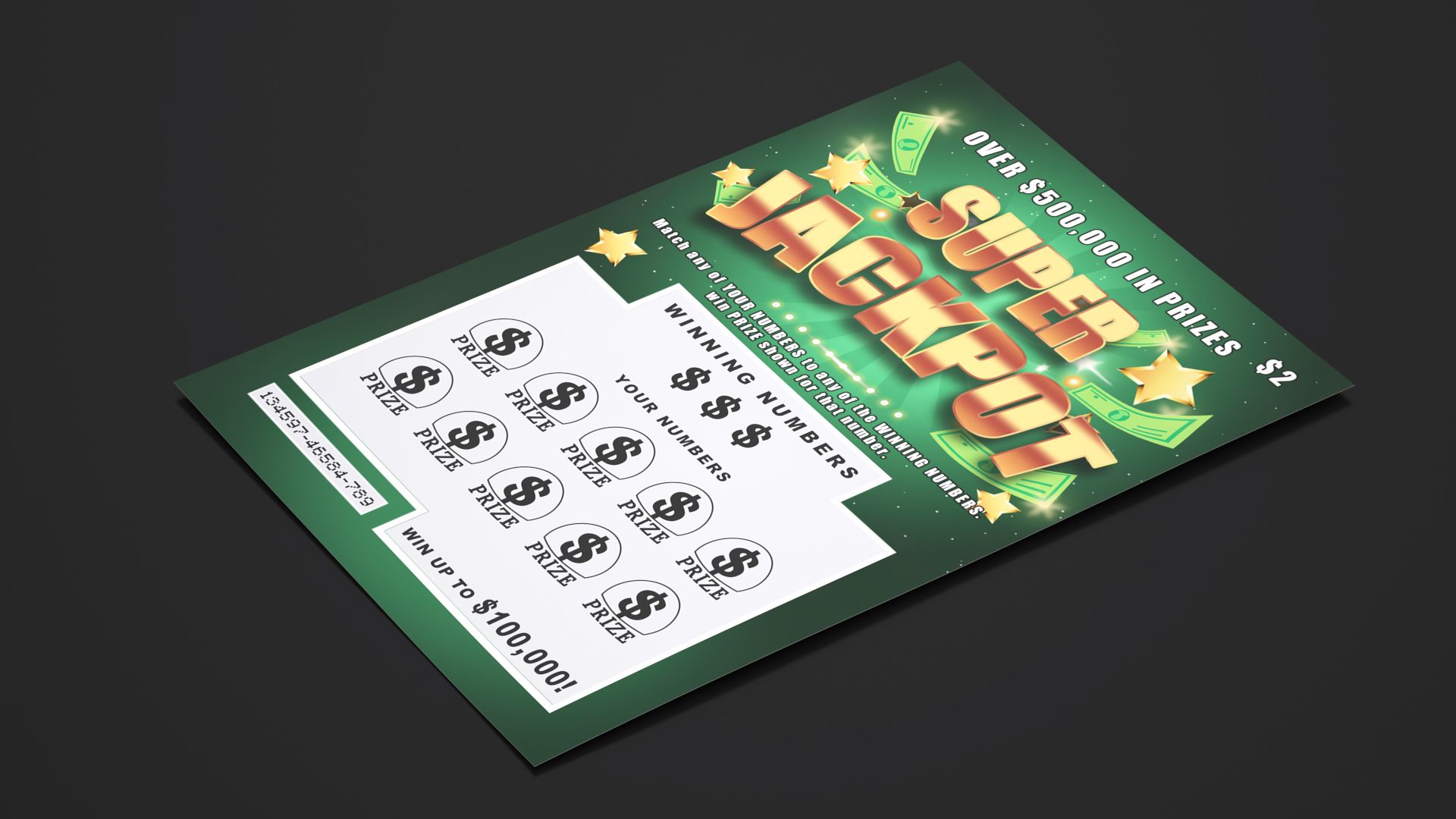 3D Super Jackpot Scratch Off Scratching Card