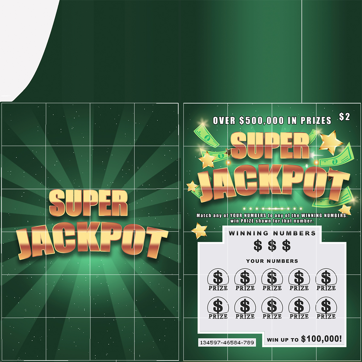 3D Super Jackpot Scratch Off Scratching Card