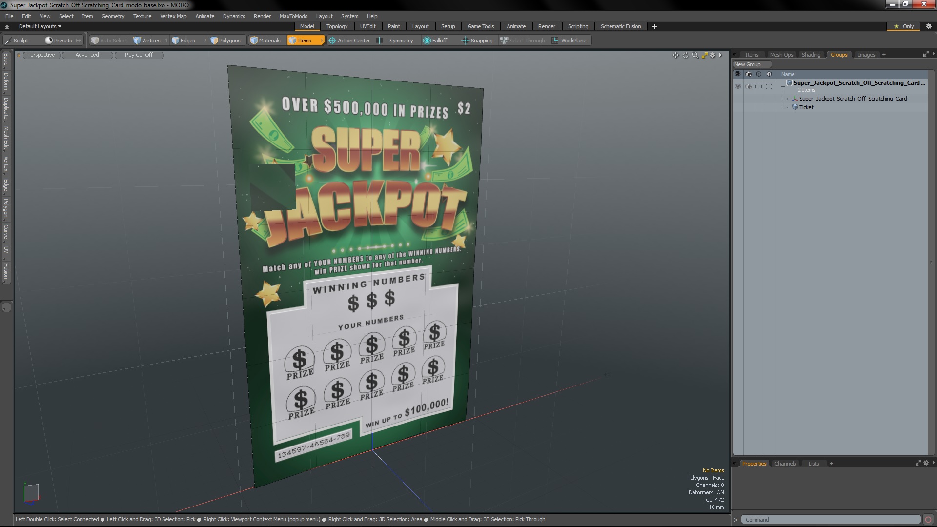 3D Super Jackpot Scratch Off Scratching Card