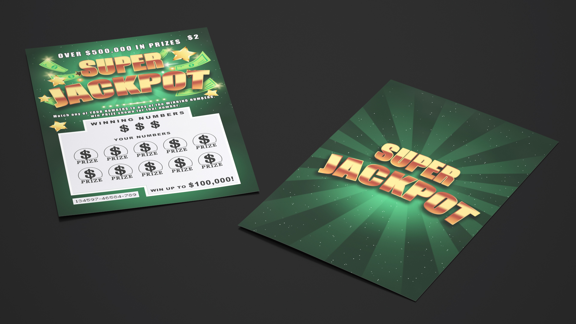 3D Super Jackpot Scratch Off Scratching Card