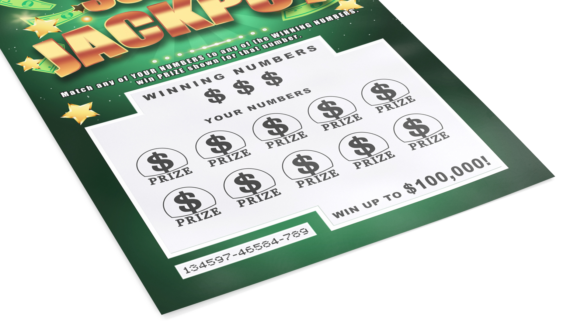 3D Super Jackpot Scratch Off Scratching Card