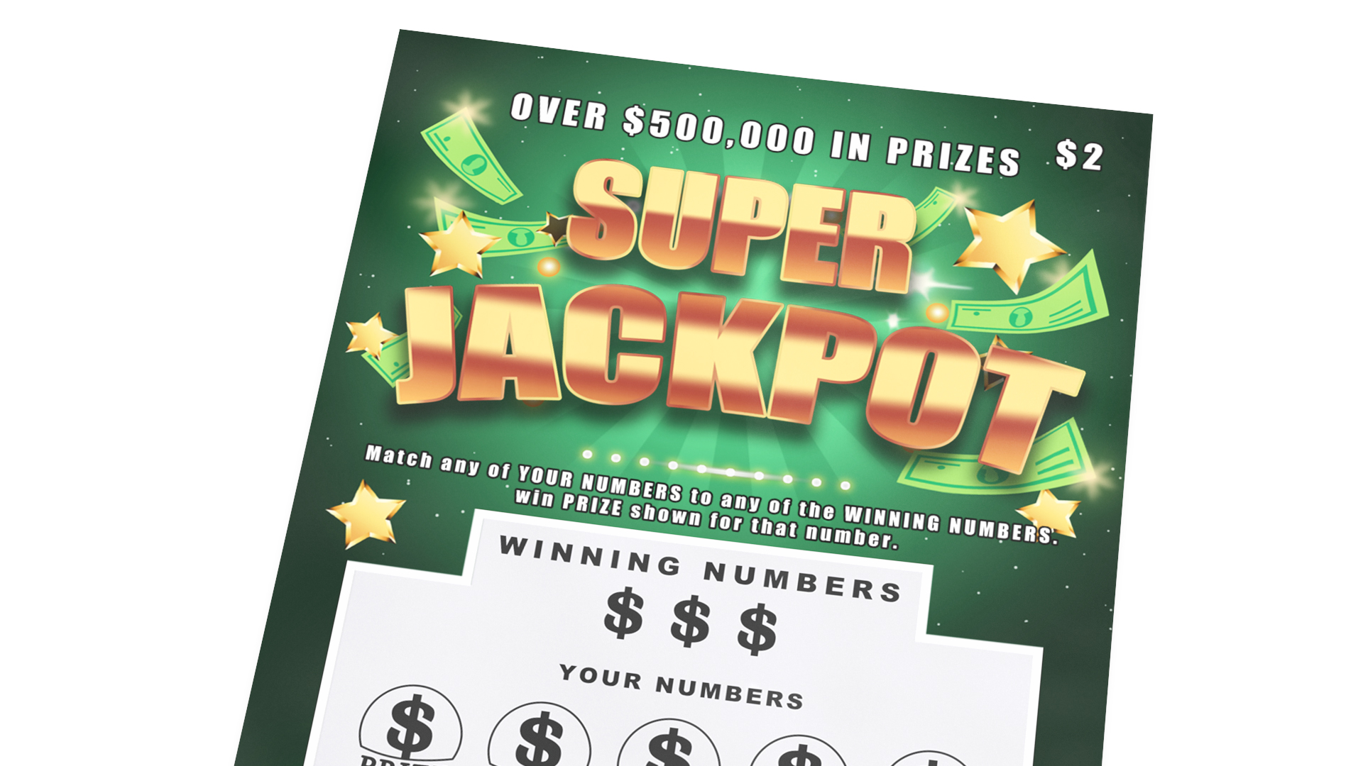 3D Super Jackpot Scratch Off Scratching Card