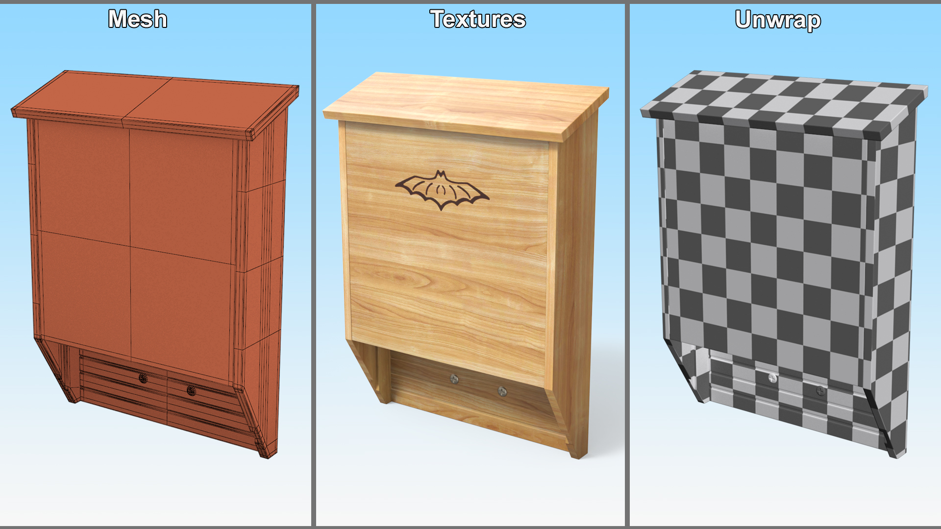 3D Bat House Wooden