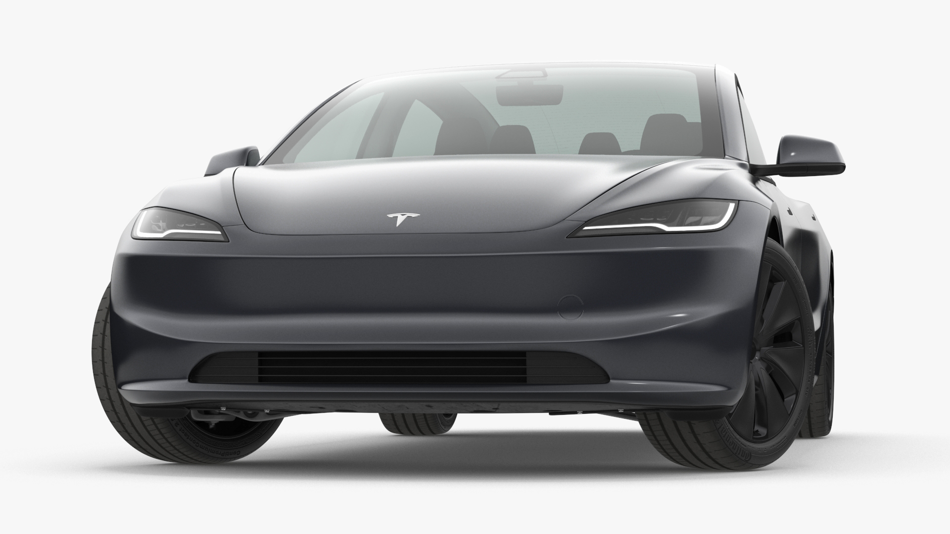 3D Tesla Model 3 2024 Stealth Grey Lights On Rigged model