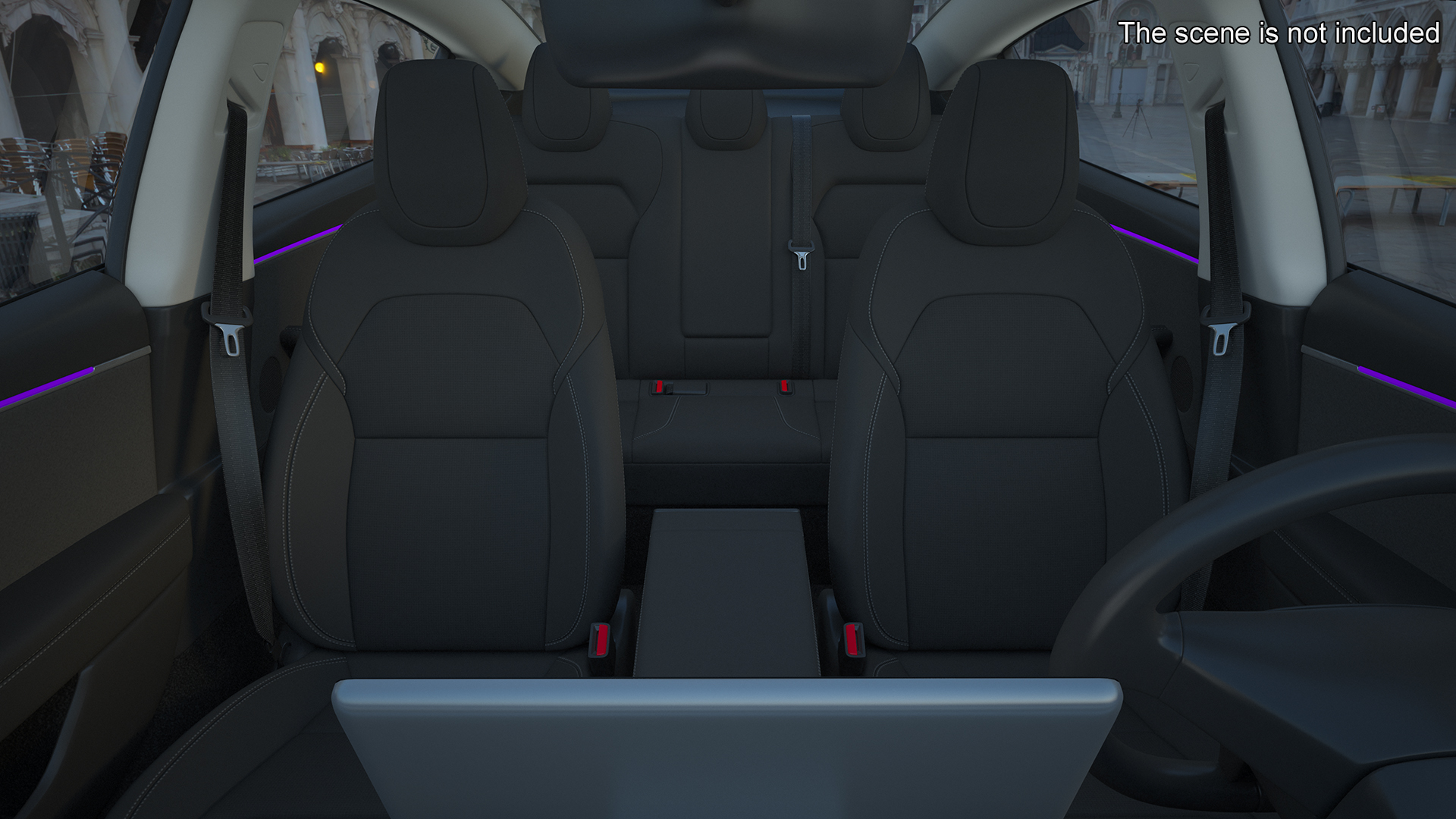 3D Tesla Model 3 2024 Stealth Grey Lights On Rigged model