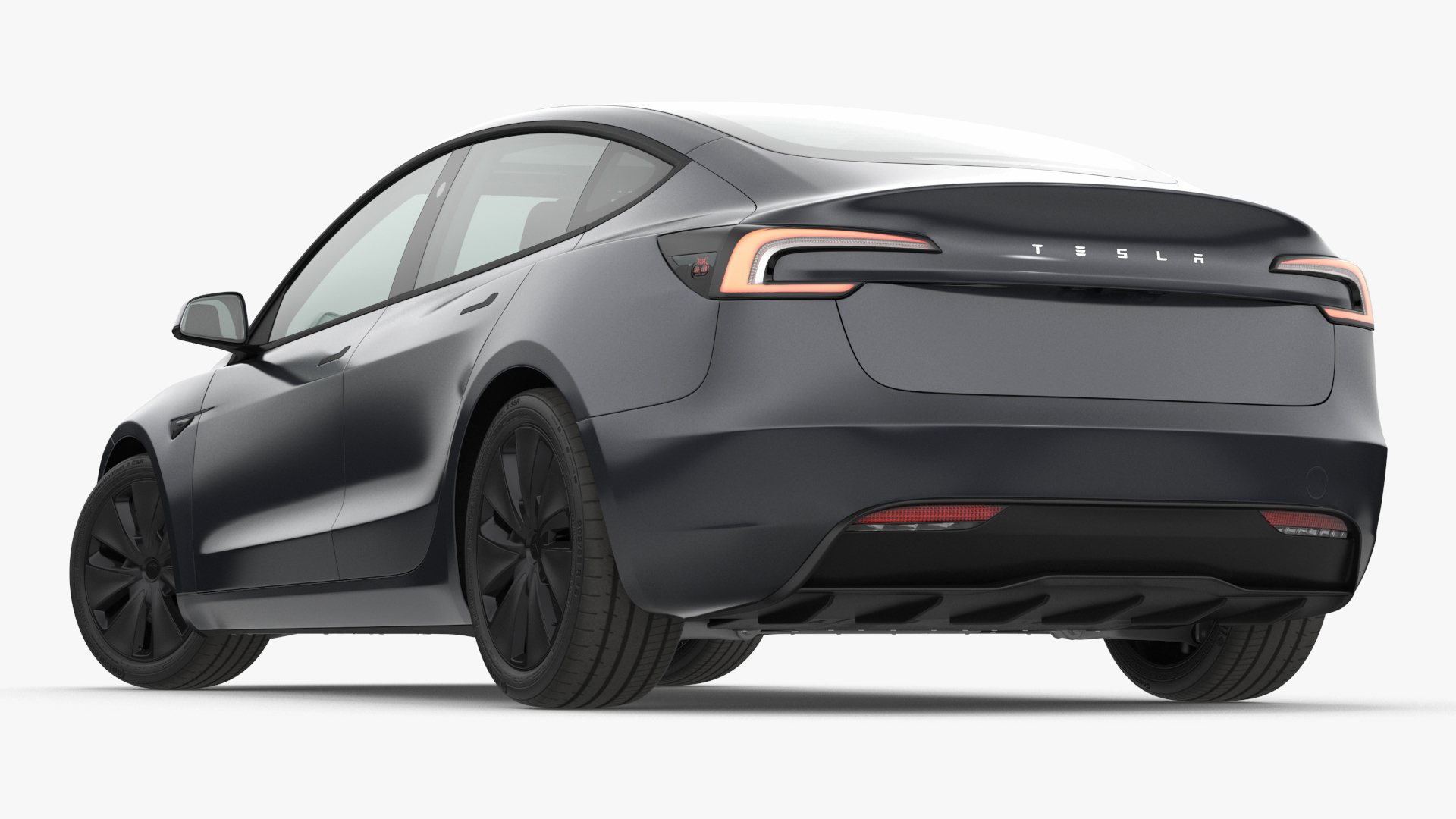 3D Tesla Model 3 2024 Stealth Grey Lights On Rigged model