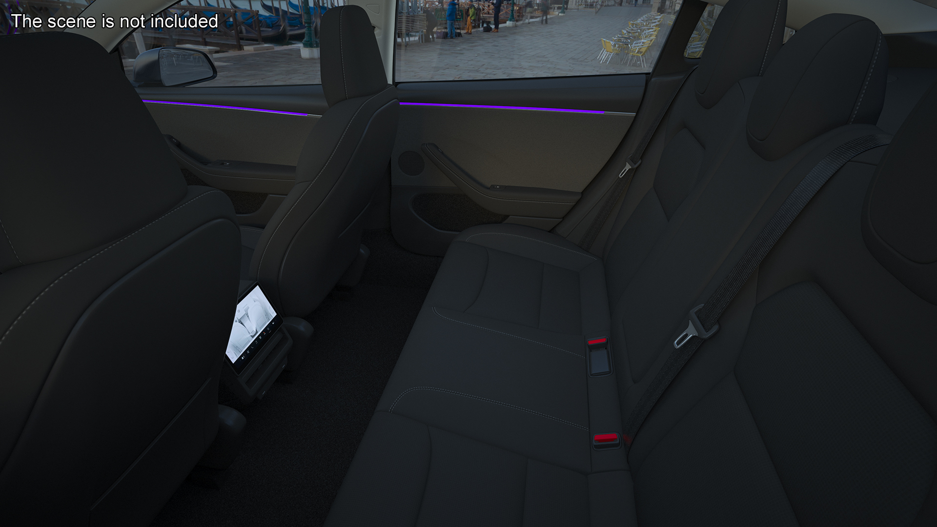 3D Tesla Model 3 2024 Stealth Grey Lights On Rigged model
