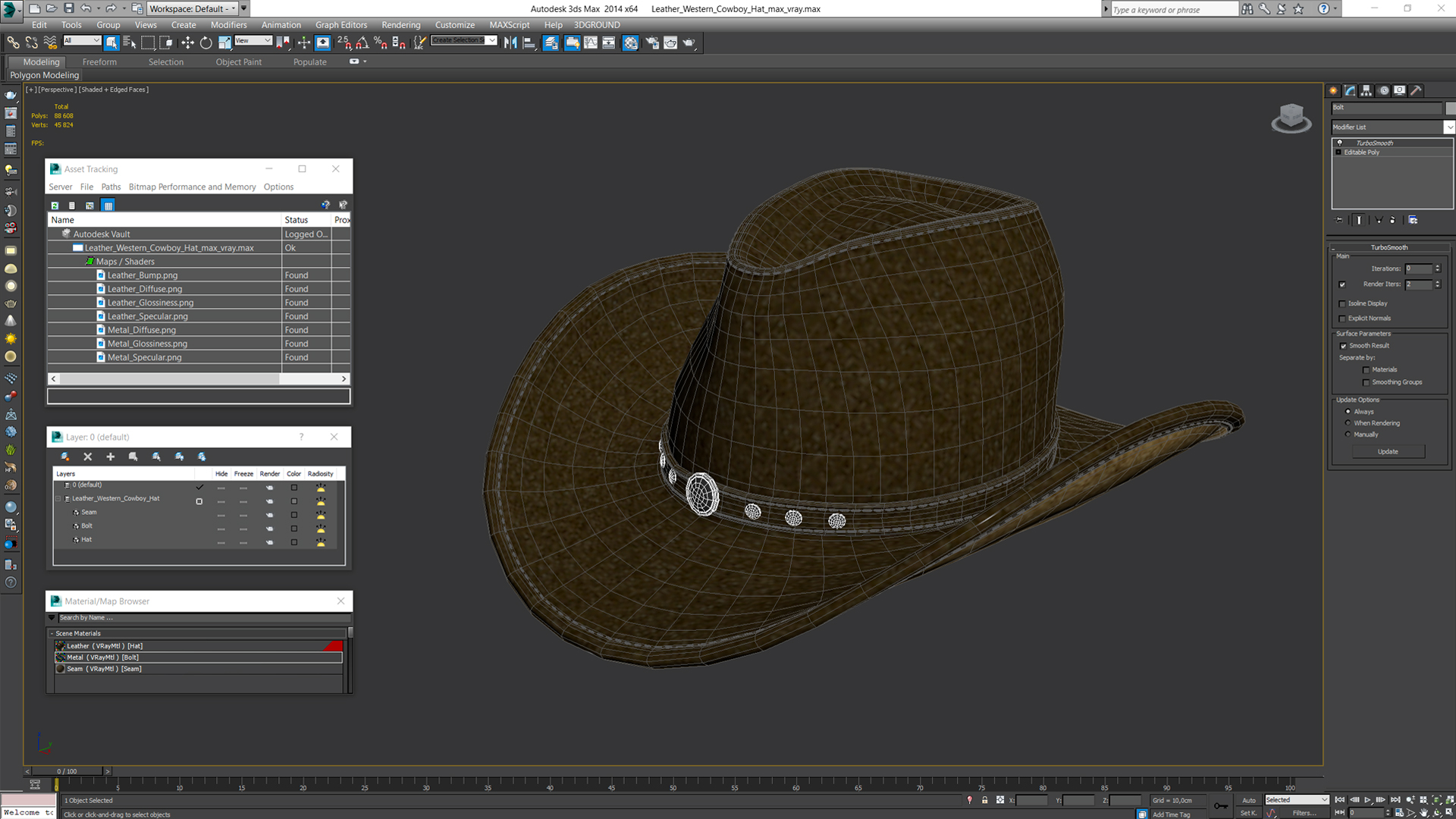 3D Leather Western Cowboy Hat