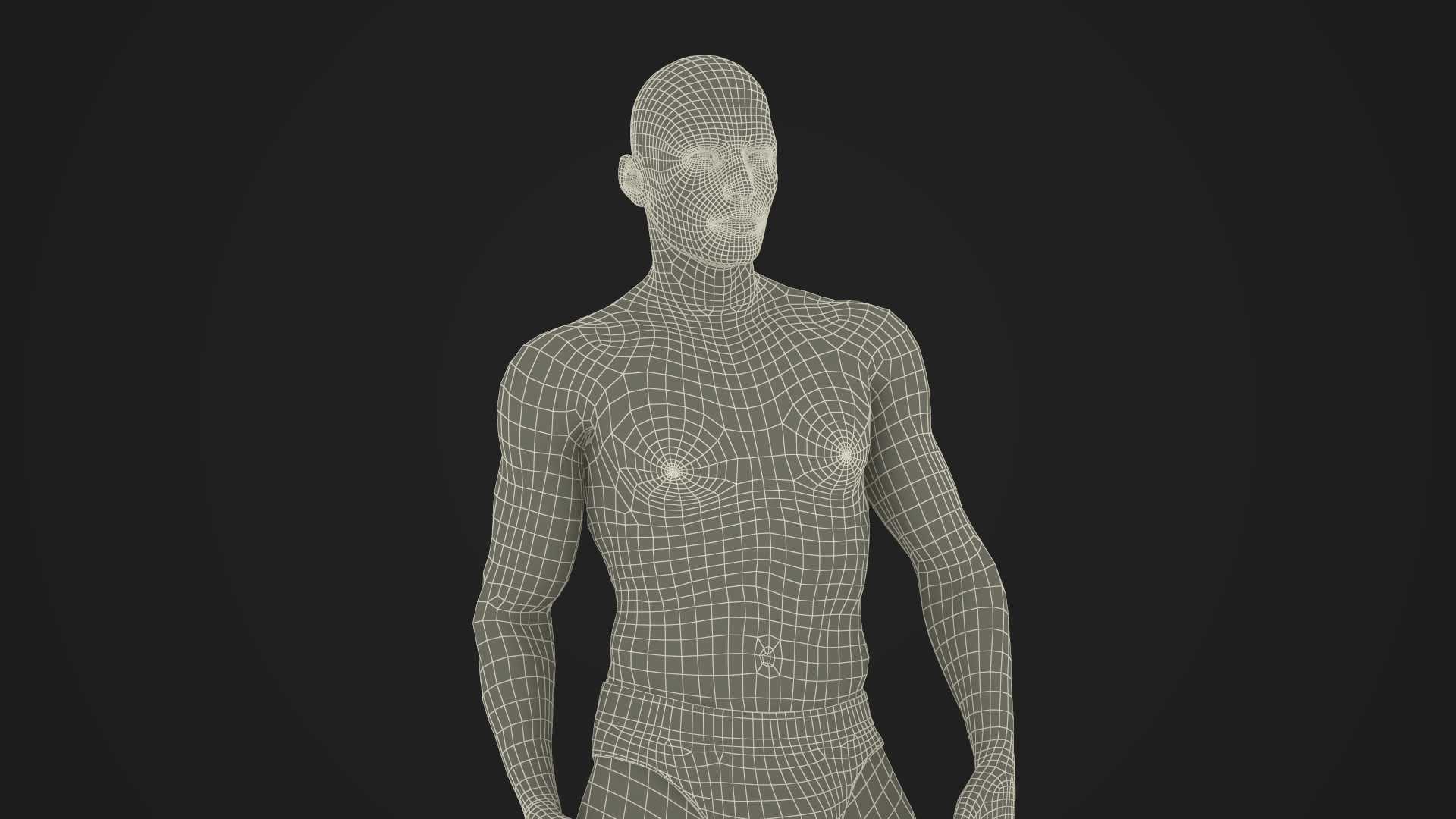 Man Athletic Figure Standing Fur 3D
