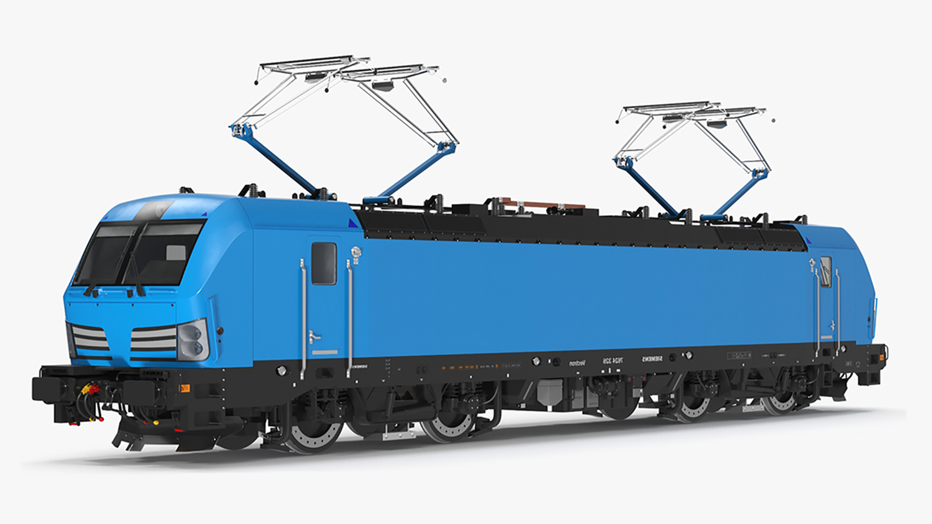 3D Blue Modern Locomotive Rigged for Maya model