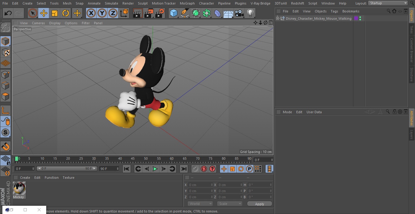 Disney Character Mickey Mouse Walking 3D